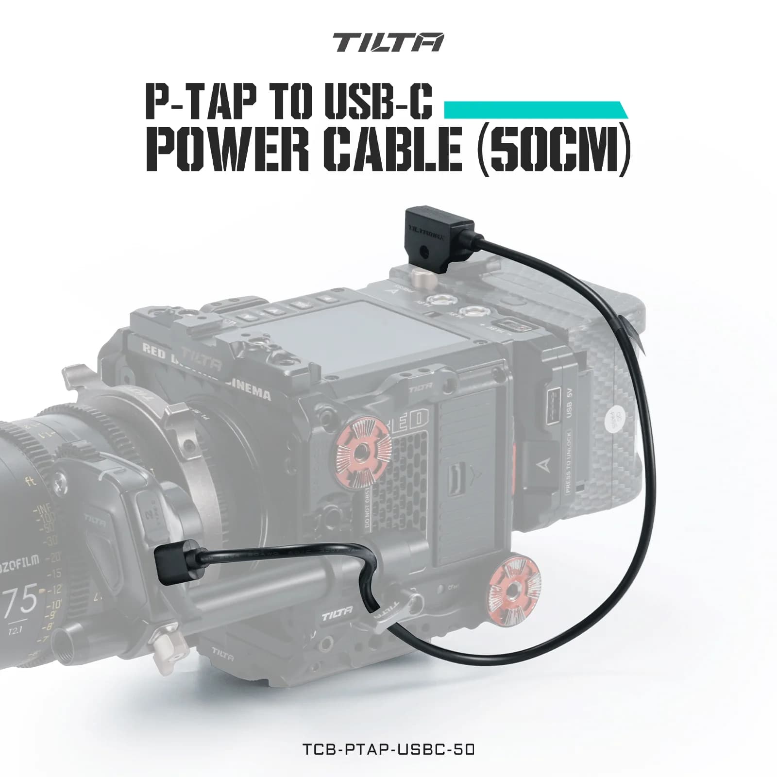 Cavo di alimentazione TILTA P-Tap a USB-C (50 cm, compatibile solo con il motore Nano II) TCB-PTAP-USBC-50