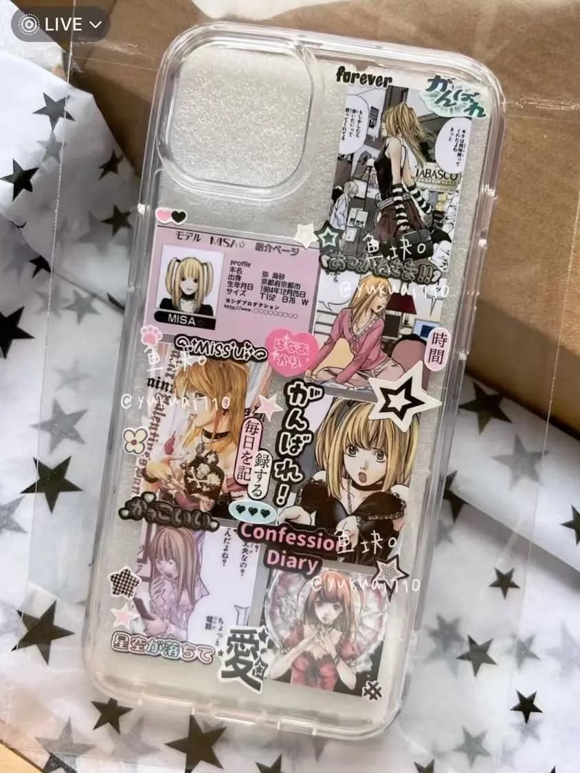 Kawaii Anime Misa Amane Mobile Phone Case Suit for Iphone 16 15 14 13 12 Student Girls Phone Case Kawaii Cute Case