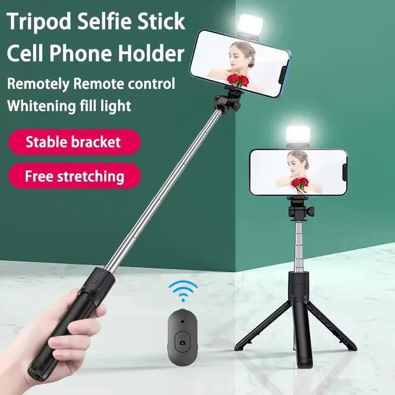 Treppiede per selfie stick wireless Treppiede estensibile remoto Bluetooth con luce di riempimento per smartphone IOS Tiktok Trasmissione in diretta