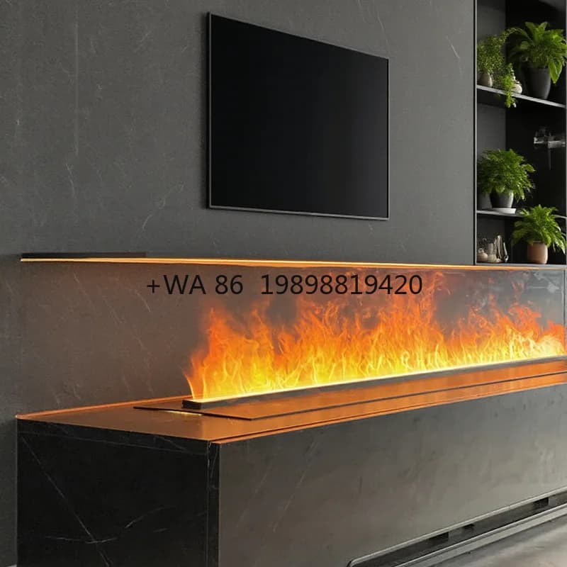 Umidificatore con Effetto Fiamma per Interni Controllabile da App Remota, Colori LED della Fiamma, Caminetto a Vapore 3D