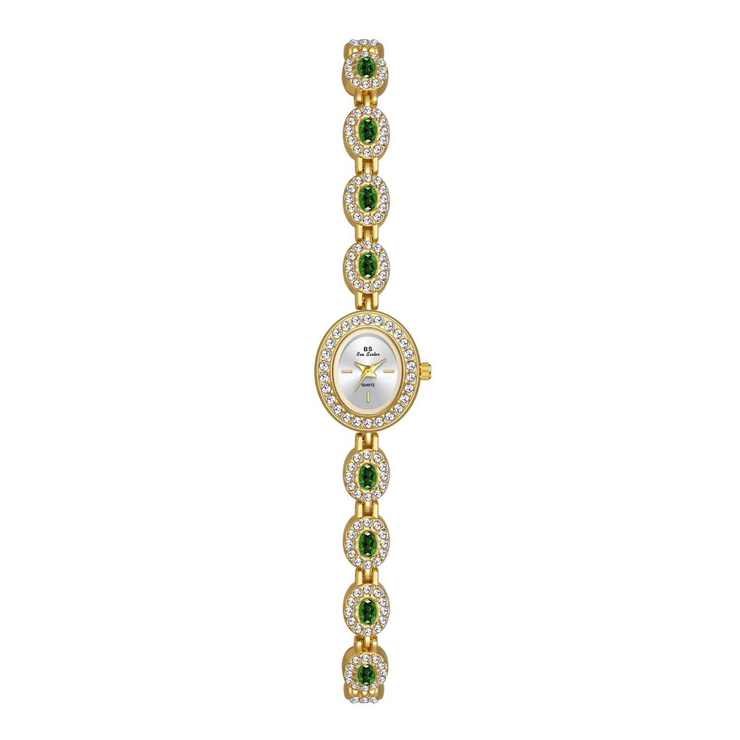 Orologi da donna eleganti di lusso Orologio al quarzo ovale di moda Orologio da polso con strass verdi con diamanti Orologio da donna piccolo