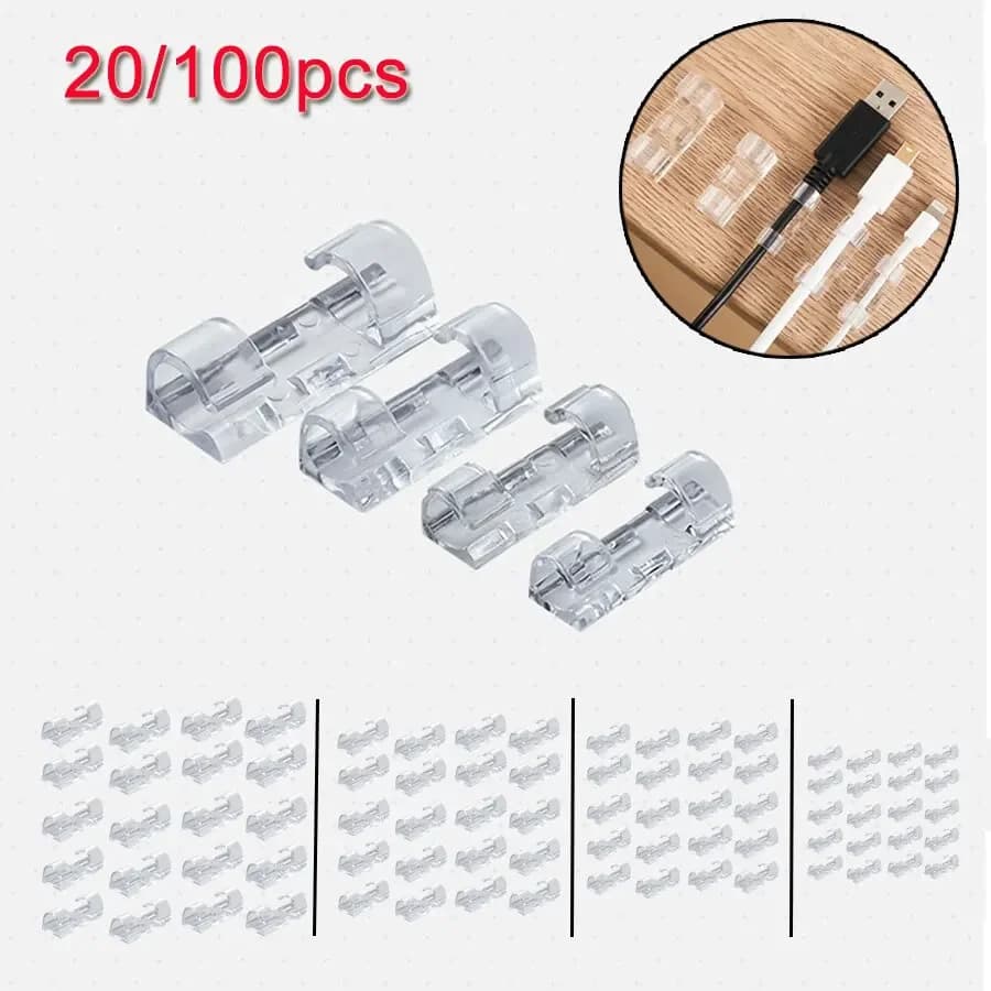 20 pezzi organizer per cavi manager supporto per cavi fisso morsetti in plastica cavo organizzatore gestione del caricabatterie per cavi ordinati da tavolo