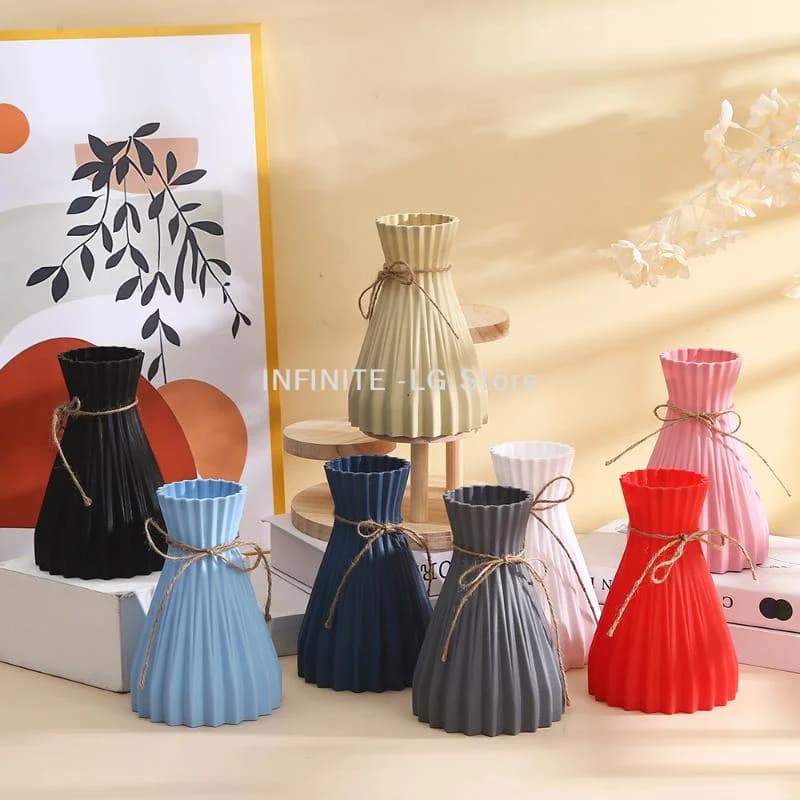 Creative Origami Vase European Pleated Vase Plastic Waist Folding Flower Vase Folding Paper Style Dry Flower Bottle Modern