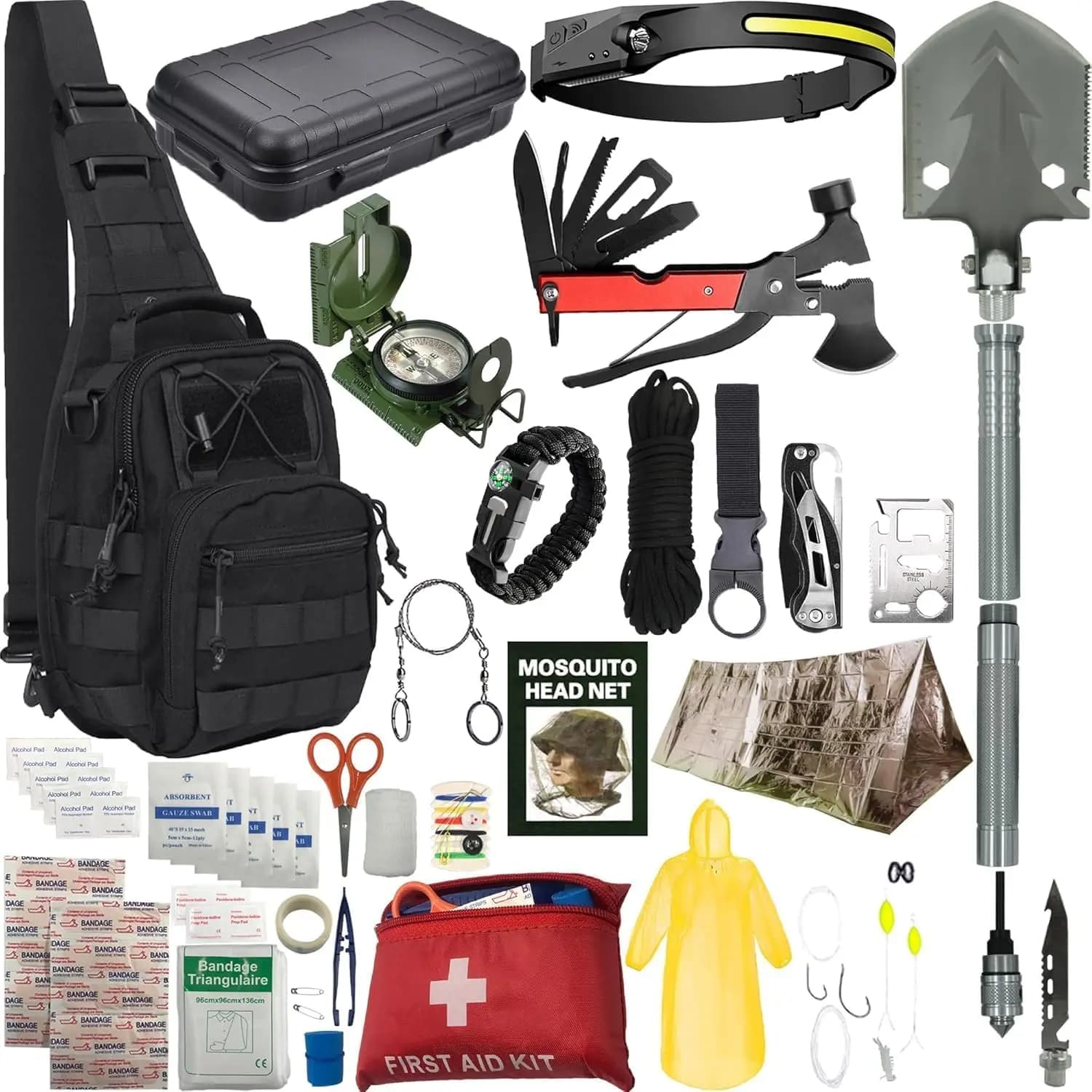 Kit di sopravvivenza all-in-one per campeggio, escursionismo, caccia ed emergenze in auto - Strumenti essenziali e ottimo regalo