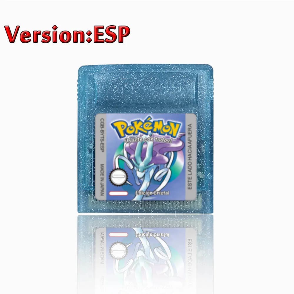 Cartuccia di gioco serie GBC 16 bit per console, colori rosso, giallo, blu, verde, cristallo, oro, argento, lingua spagnola