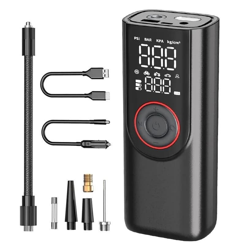 Pompa d'aria per auto portatile Gonfiatore elettrico a doppia alimentazione 150PSI 6000mAh Iniettore d'aria Compressore d'aria per moto per auto da bicicletta