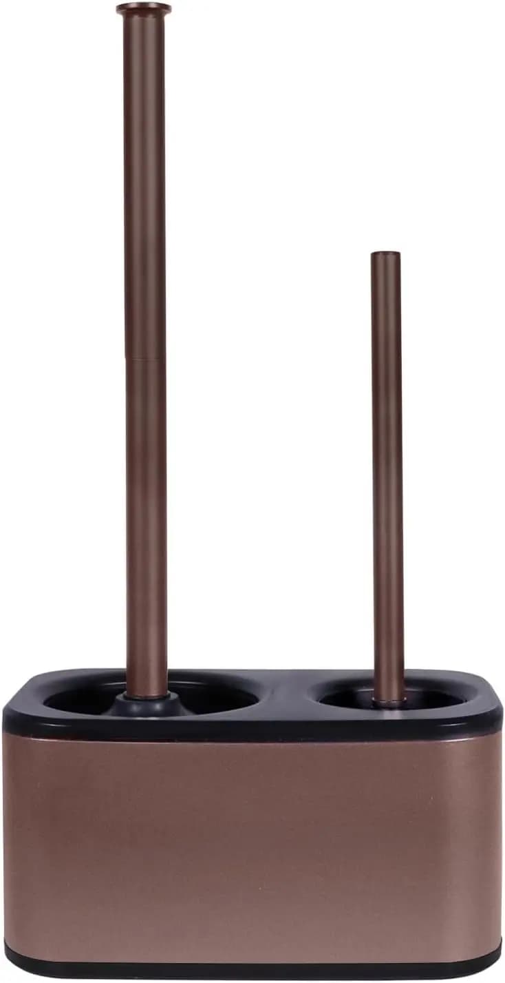 Set di Spazzola per WC e Sturalavandini con Supporto, Design Minimalista Moderno in Bronzo Lucidato a Olio per Bagno