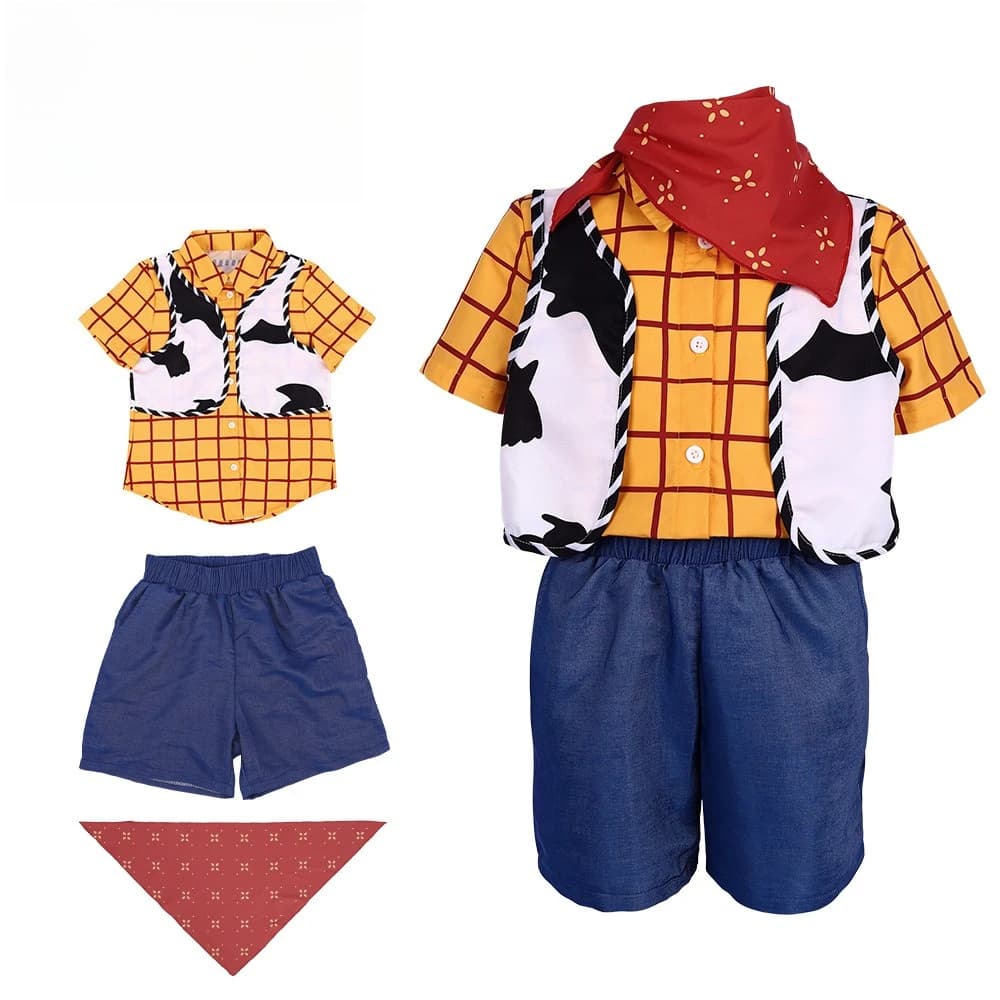 Summer New Anime Woody Cosplay Costume Cowboy Suit Woody Shorts Skirt Scarf Halloween Carnival Christmas Roleplay Prop