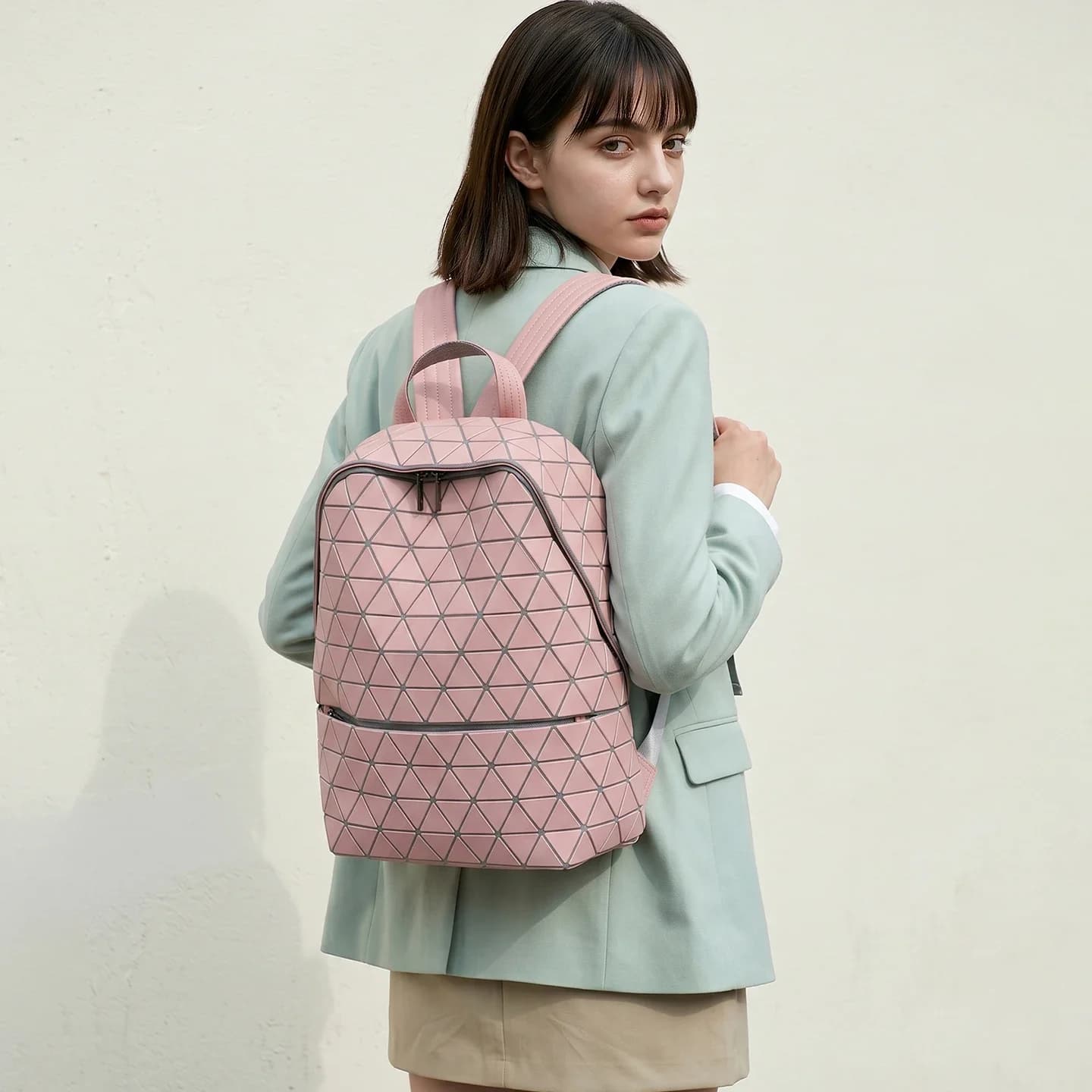Plaid Lattice Casual Backpack Men Women Commute School Daily Travel Stylish Design College Student Bookbag Outdoor Daypack Girls