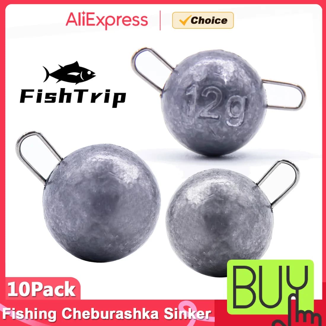 FishTrip 10pcs Cheburashka Sinker Fishing Jig Head Bullet Weights Soft Lure Group For Deep Sea Bass Quick Change Fishing Tackle