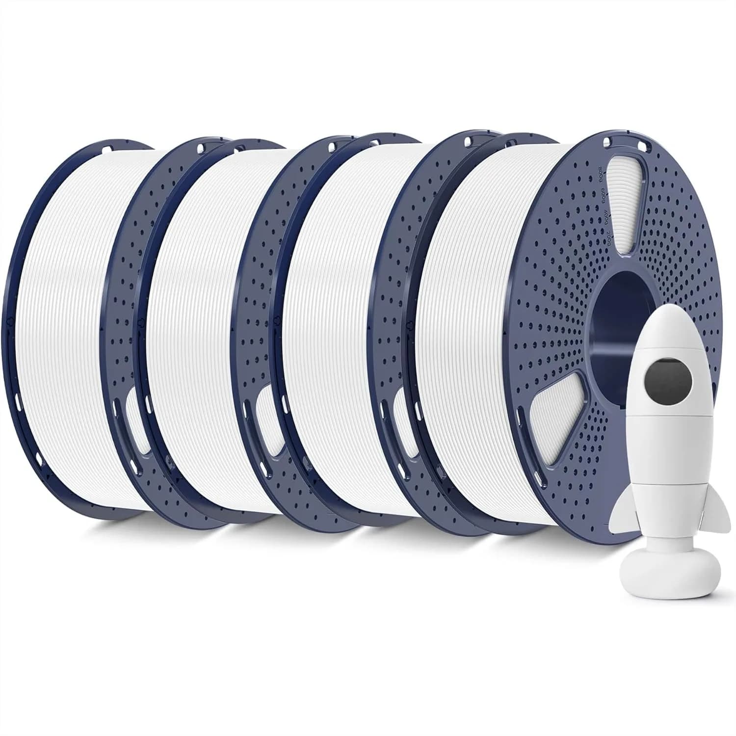Filamento PLA Opaco per Stampante 3D, 1.75mm, Avvolgimento Ordinato con Finitura Liscia Opaca, 4 Bobine da 1kg (2.2lbs) ciascuna, Bianco*4, per