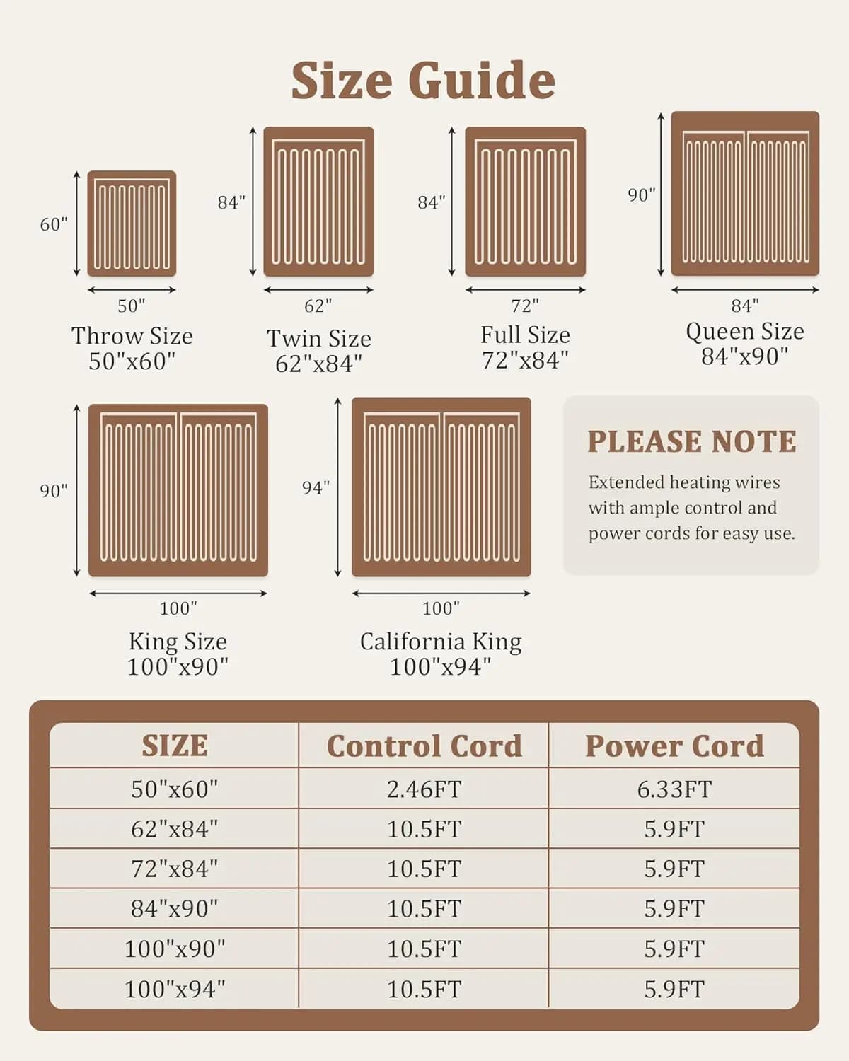 Coperta termica King – 10 impostazioni di calore e timer, riscaldamento rapido per adulti – Regalo per casa, ufficio e anziani, Beige