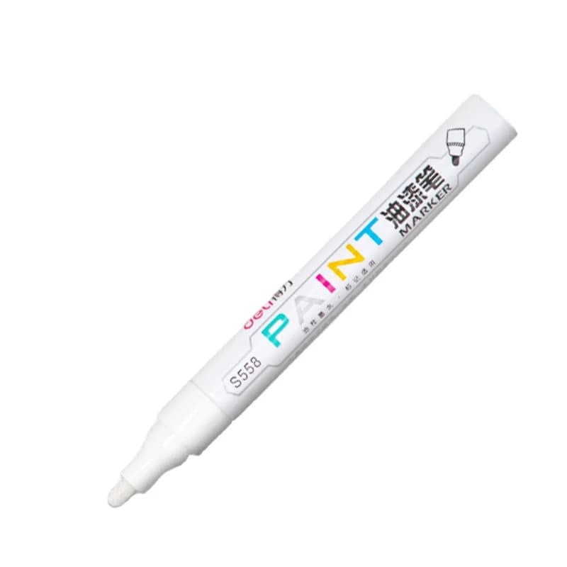 Deli S558 penna per tracciare lapide bianca 1 penna per vernice per ritocchi Tavoletta per pietra scrittura Riempimento penna laccata lapide da colorare