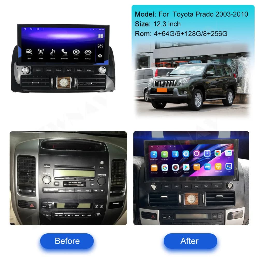 GPS Navigation Carplay For Toyota Land Cruiser Prado 2003-2010 For Lexus GX470 2002 - 2009 Auto Android Radio Multimedia Reader
