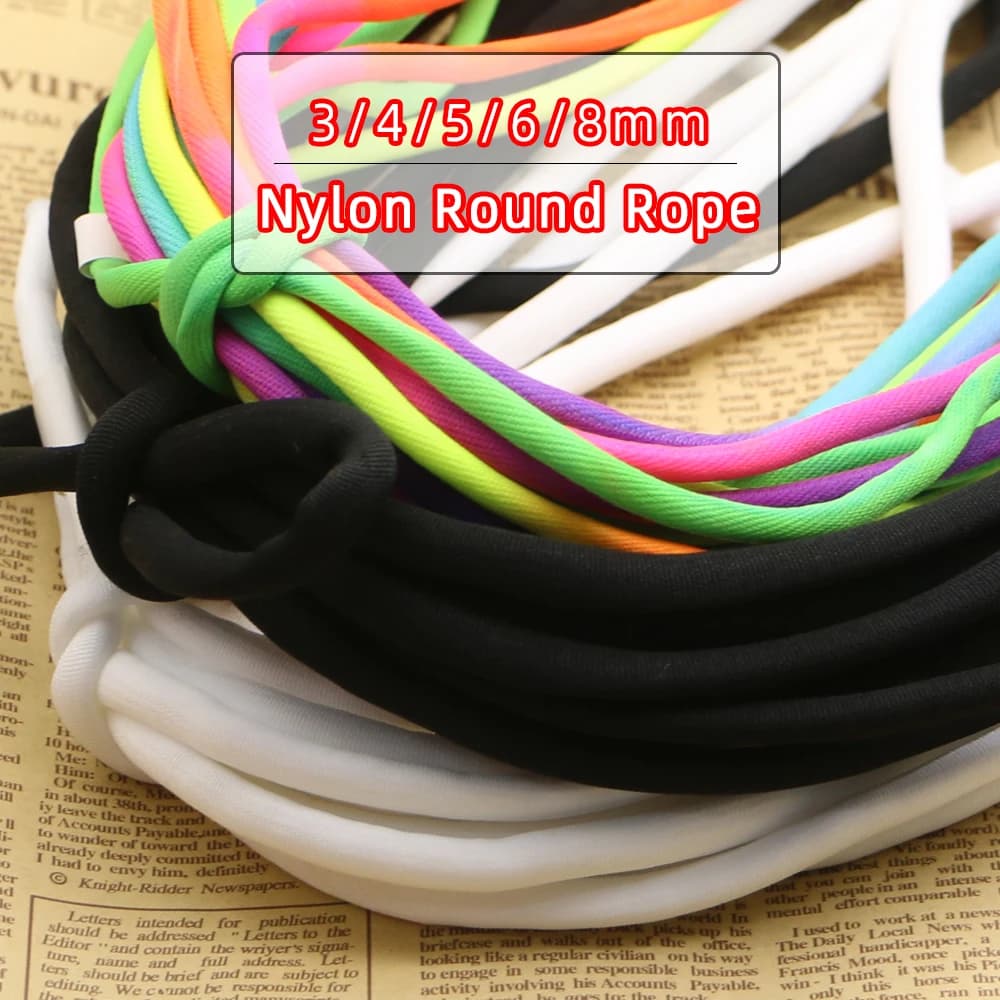 Corda di nylon computerizzata 2 metri 3/4/5/6/8mm Corda rotonda in nylon Fasce in spandex Cinghia per reggiseno Nastro per spalle Laccio Lingerie Cucito Trim