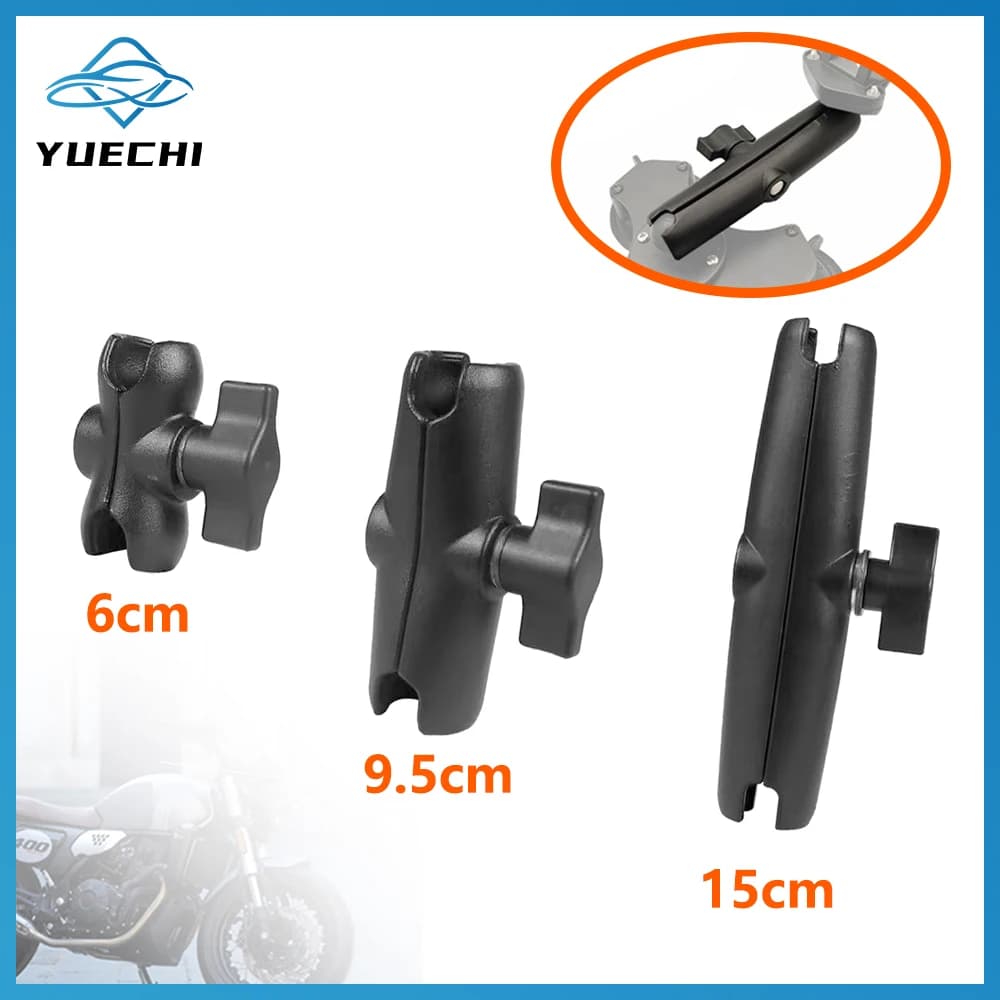 Braccio a doppia presa in lega di alluminio per supporto con testa a sfera da 25mm/1 pollice, morsetto da 6/9.5/15cm per estensione fotocamera bici/moto