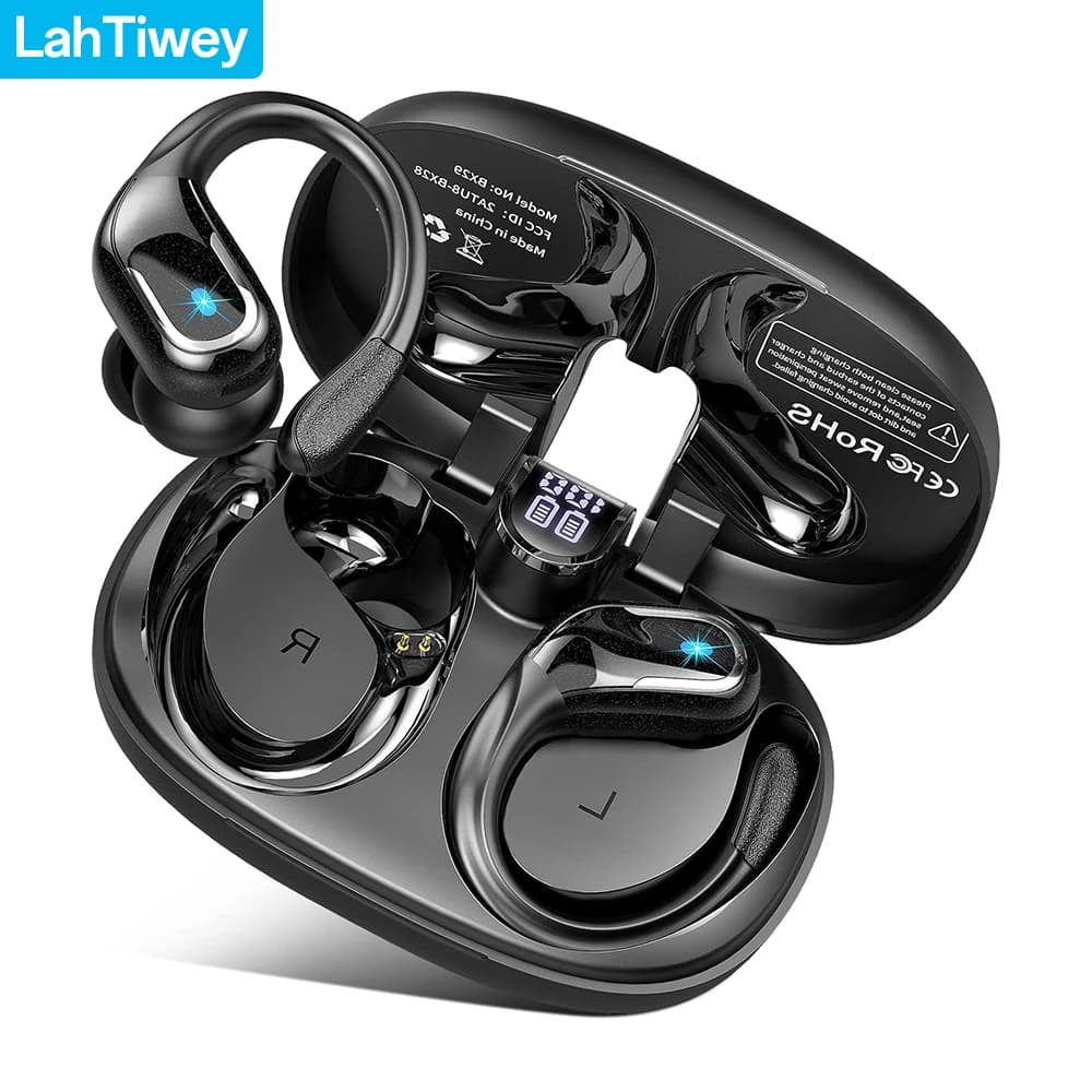 Wireless Sport headphones, 75 hours of playback Bluetooth 5.4 headphones with microphone with noise cancellation HD ENC, waterproof Bluetooth headphones