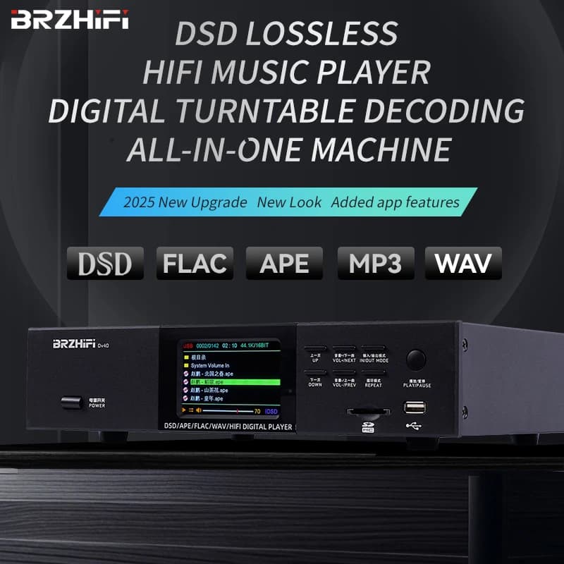 Lettore audio digitale Brzhifi DV40C con USB Flash Drive, DAC ES9039 DSD Master per 5.3, progettato per audio surround e configurazione multi-room.