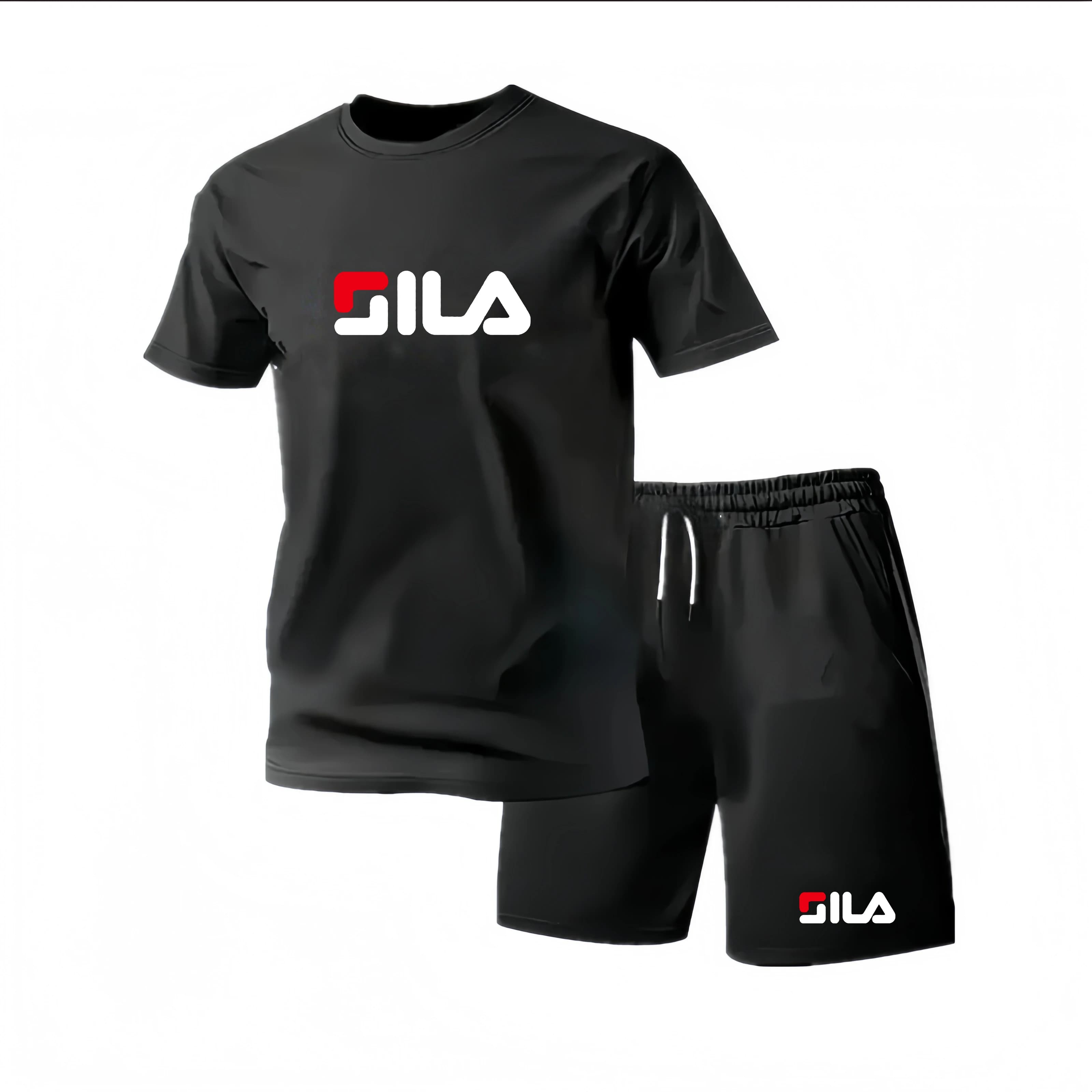 New men's two-piece set mesh T-shirt and shorts for sports, fitness training, running and quick-drying T-shirt set