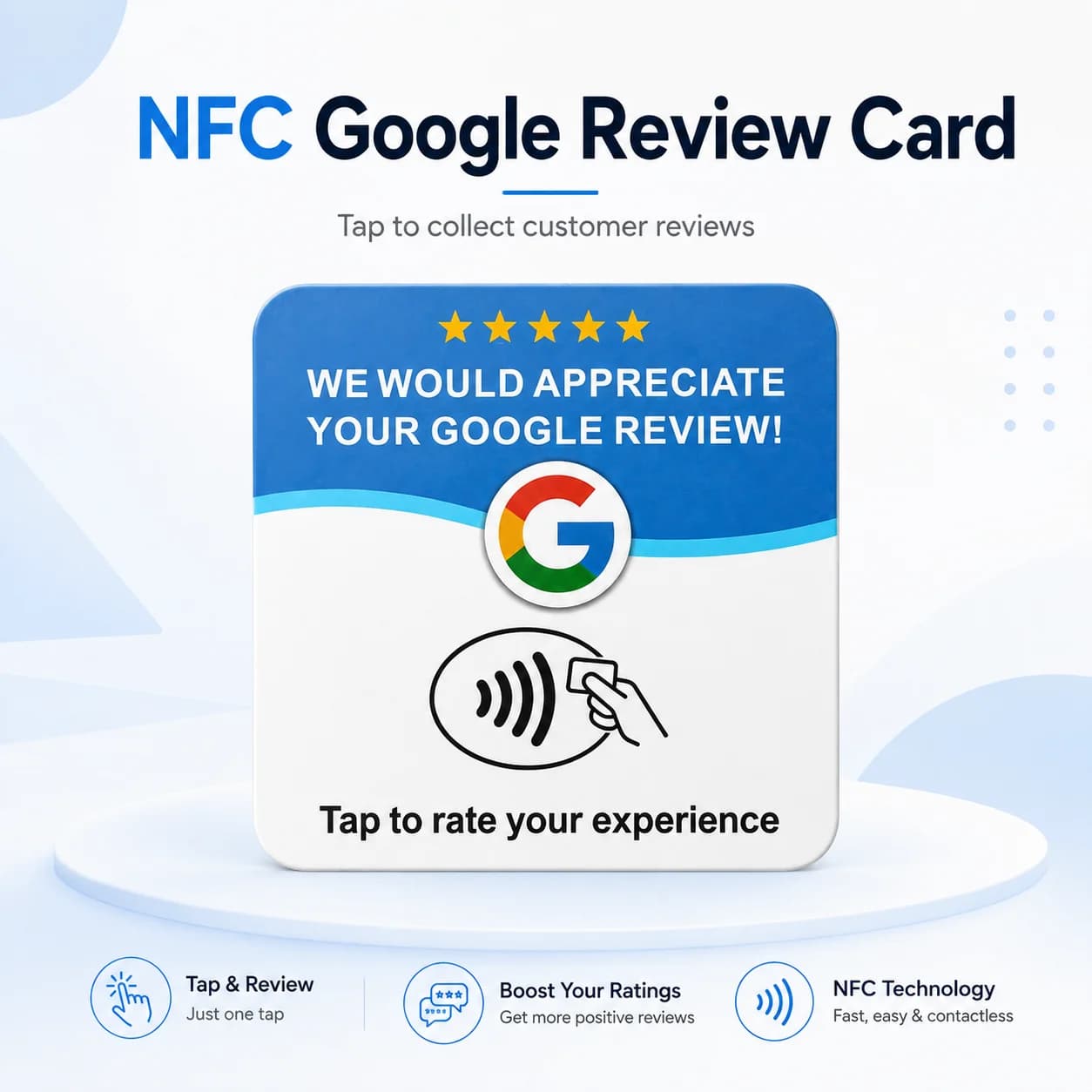 Programmable NTAG215 NFC Card 13.56MHz Square Round Adhesive PVC Desktop NFC Tag for Google Menu Tap‑to‑Access