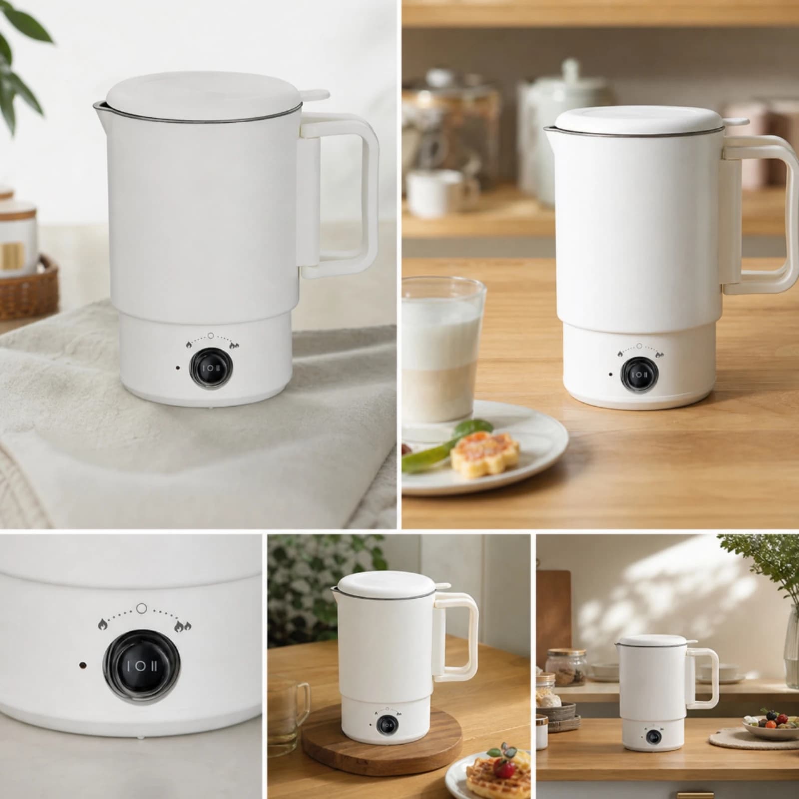 Foldable Electric Kettle Space-Saving Electric Kettle with Detachable Base Portable Water Boiler Easy to Clean for Travelers