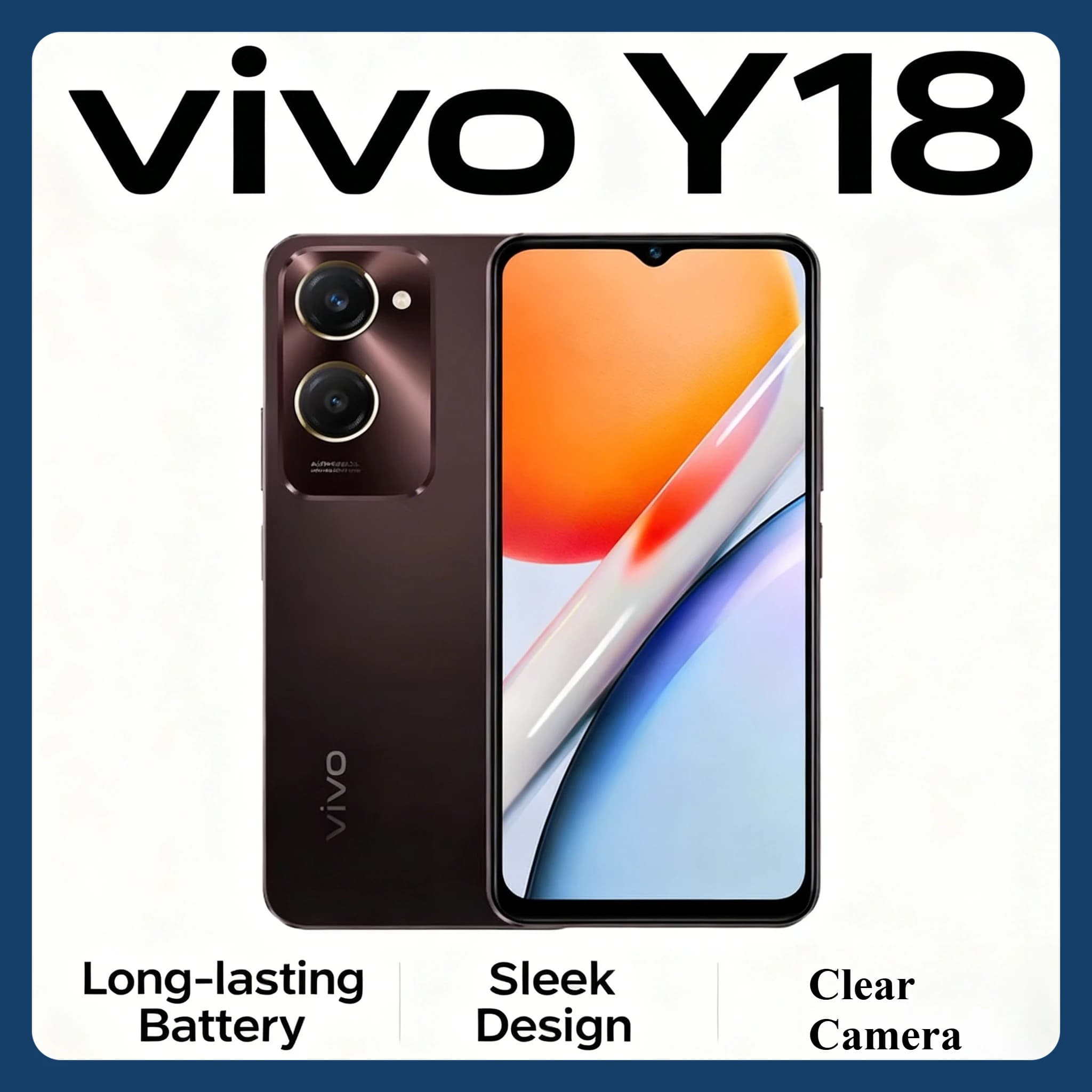 Vivo Y18 Smartphone Fotocamera da 50 MP 90 Hz 840 nit Display a luce solare Batteria da 5000 mAh 128 GB di archiviazione espandibile Telefoni cellulari Smartphone