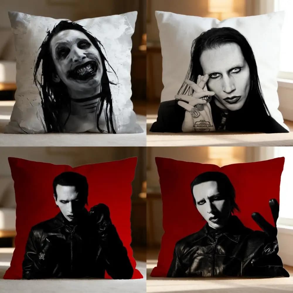 Federa Decorativa M-MMarilyn Manson, Morbida e Lavabile, Multiuso per Divano, Letto, Viaggi e Ufficio
