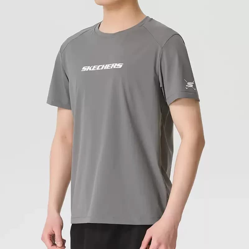 Skechers short-sleeved men's summer T-shirt for casual sports, fitness and running, half-sleeve design P224U047-05CQ