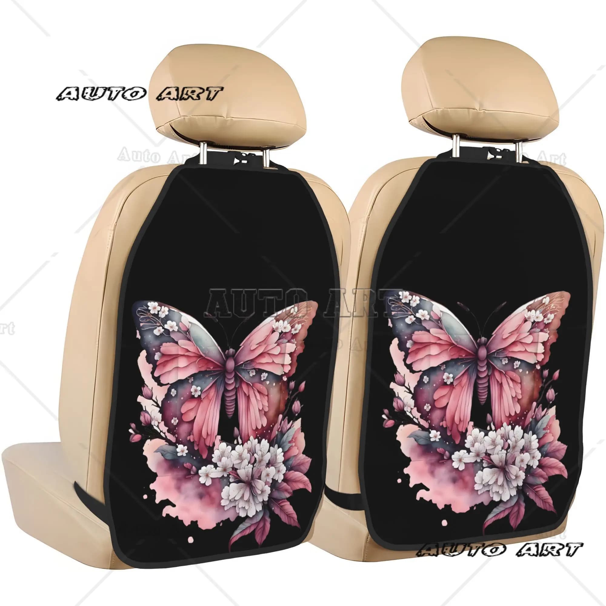 2 Pezzi Organizer per Sedile Auto con Motivo Ciliegio e Farfalla, Borsa Multifunzione Anti-Graffio per Mantenere l'Auto Ordinata e Pulita