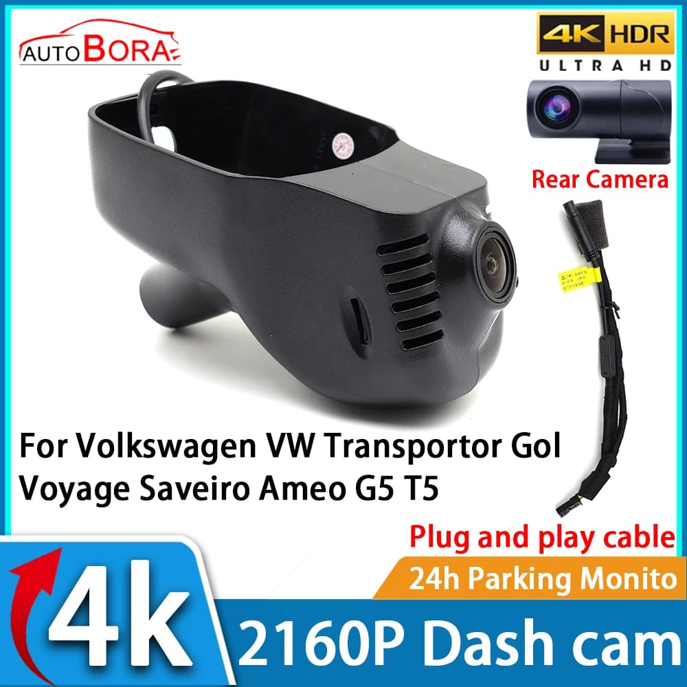 Video Recorder for Auto with Night Vision UHD 4K 2160P DVR Dash Cam for Volkswagen VW Transportor Gol Voyage Saveiro Ameo G5 T5