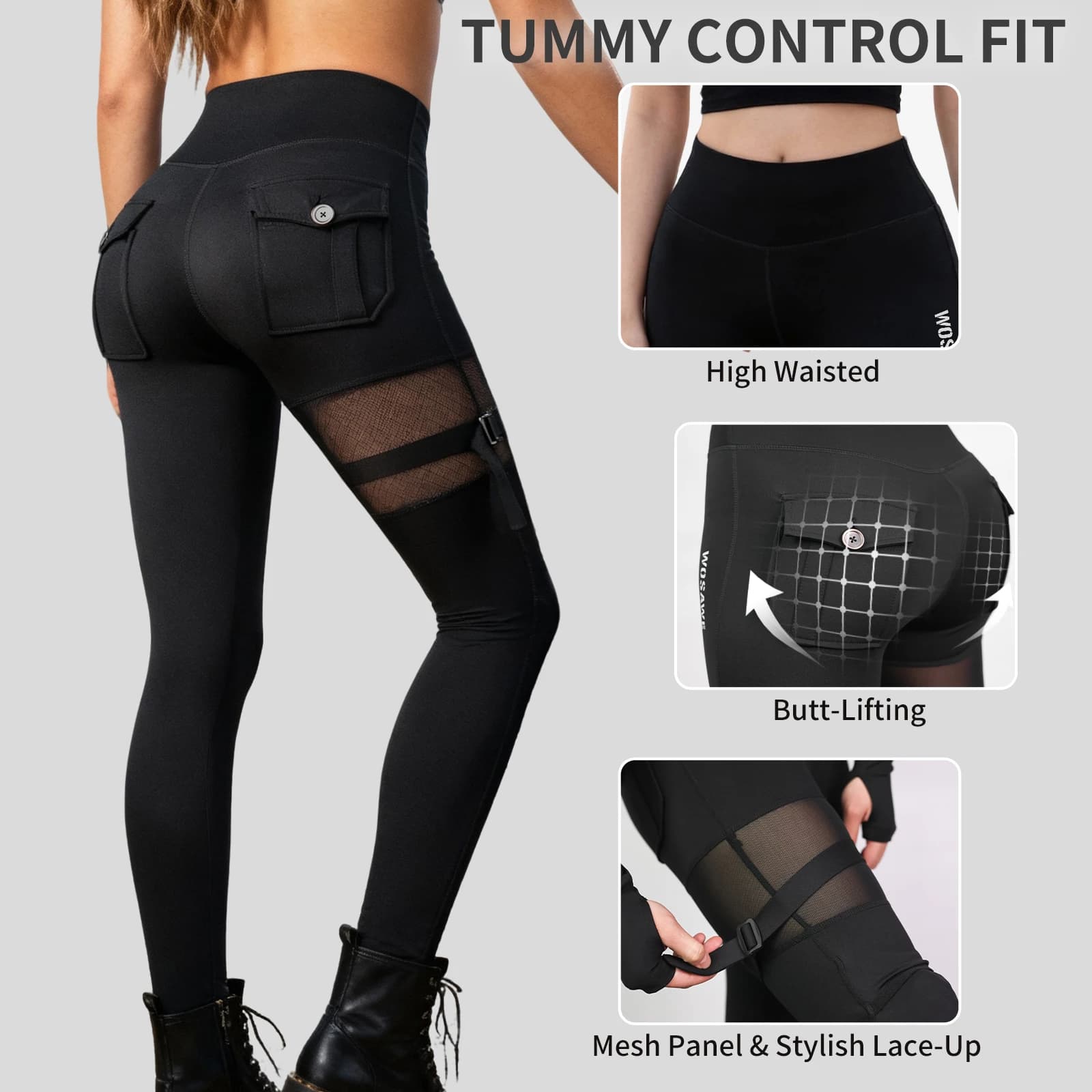 Women's WOSAWE motorcycle pants, modelling, with transparent mesh inserts, biker leggings, fitness pants and gym.