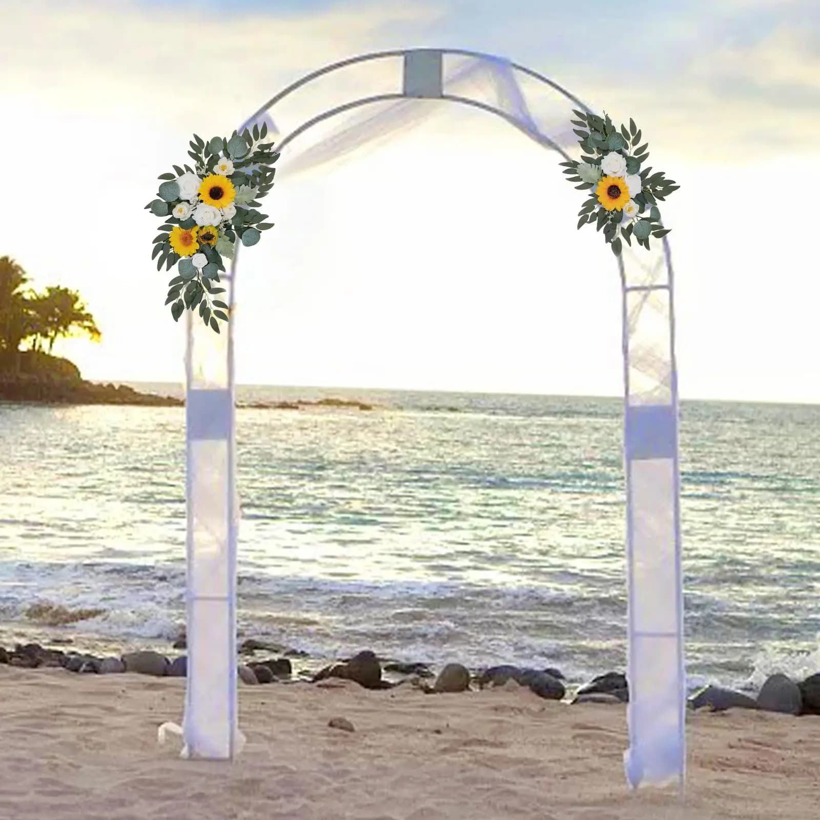 2xWedding Arch Flowers Sunflowers Decor Rustic Display Fake Plant Arch Floral