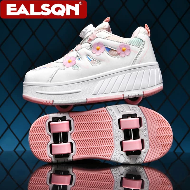 Wheelchairs for four wheeled children with sneakers for girls' detachable roller shoes Children's walking shoes Fashin breathable