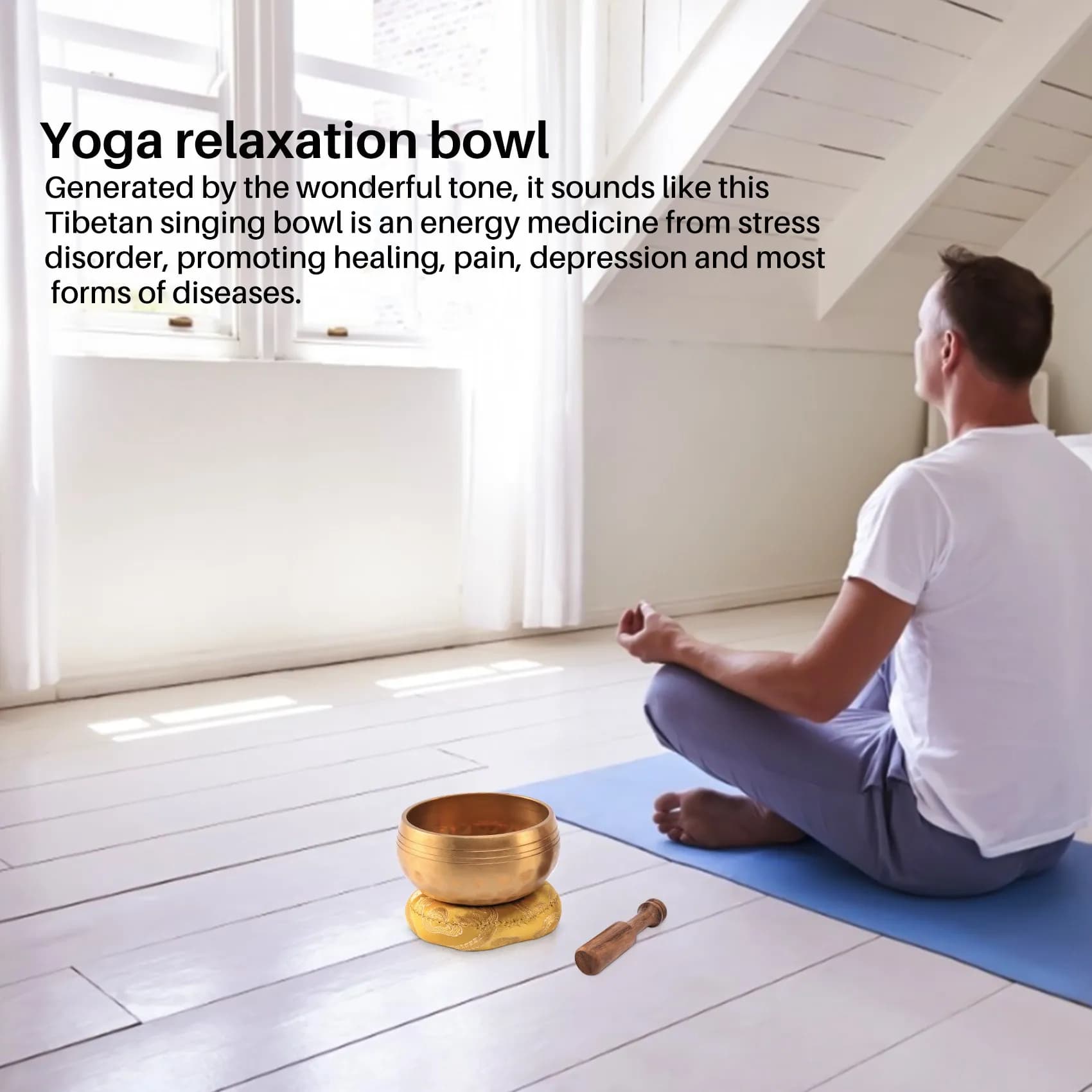 3.2 Inch Tibetan Singing Bowl Zen Meditation Yoga Meditation Bowl Wooden Stick Cushion-B60B