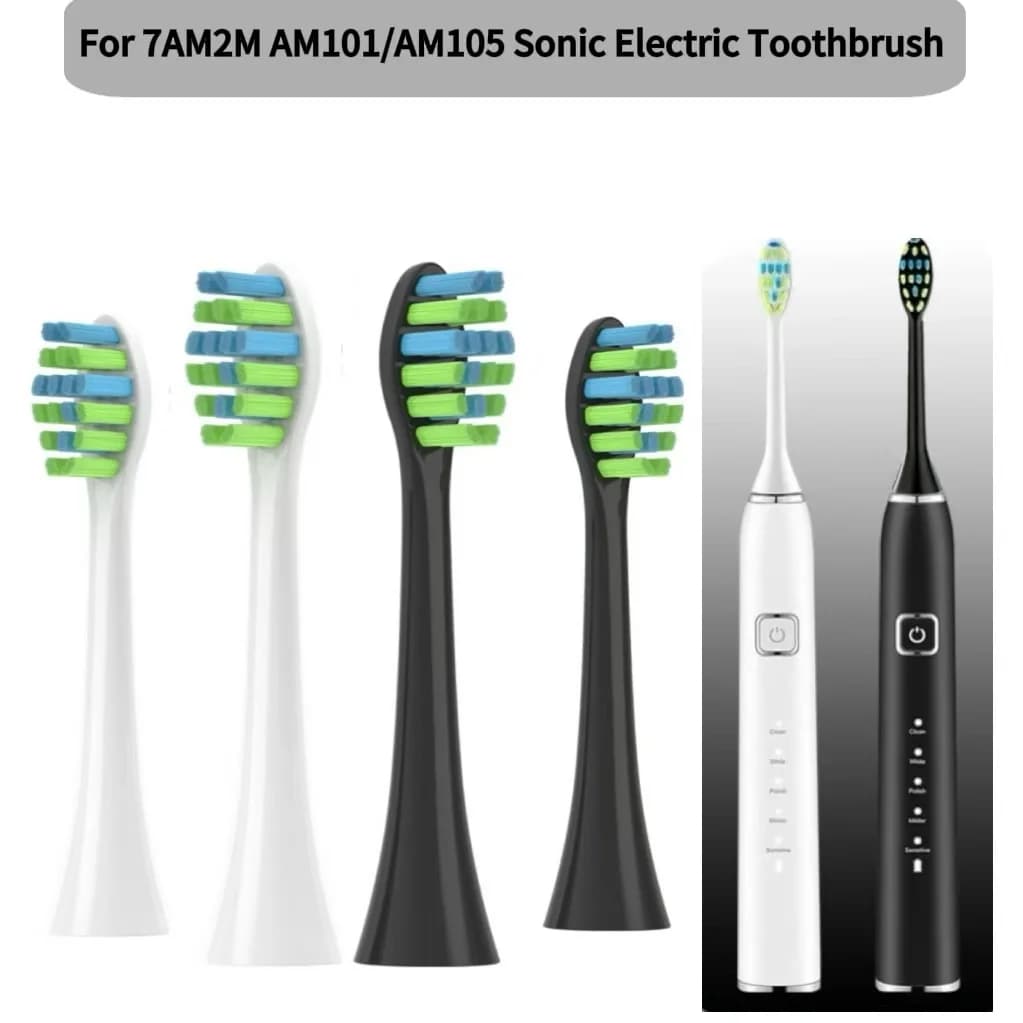 Replacement heads for sonic electric toothbrush 7AM2M AM100/AM101/AM105/AM111, with soft bristles DuPont, 4/8/16 pieces