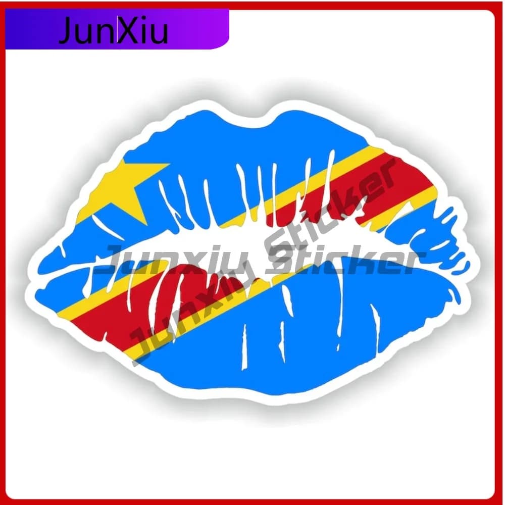 Bandiera delle labbra della Repubblica Democratica del Congo Decorazione per il corpo del veicolo alla moda adatta per superfici del casco da bicicletta del motociclo
