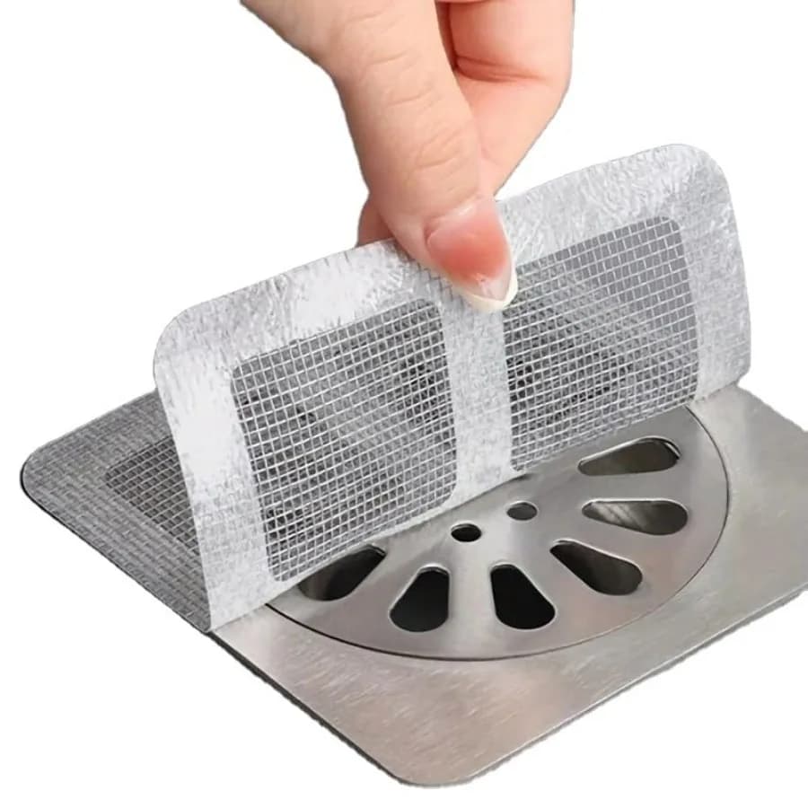 20 Pack Disposable Shower Drain Hair Catcher 4" x 4" Mesh Drain Covers and Stickers, Filter Protector for Shower, Bathtub, Kitc