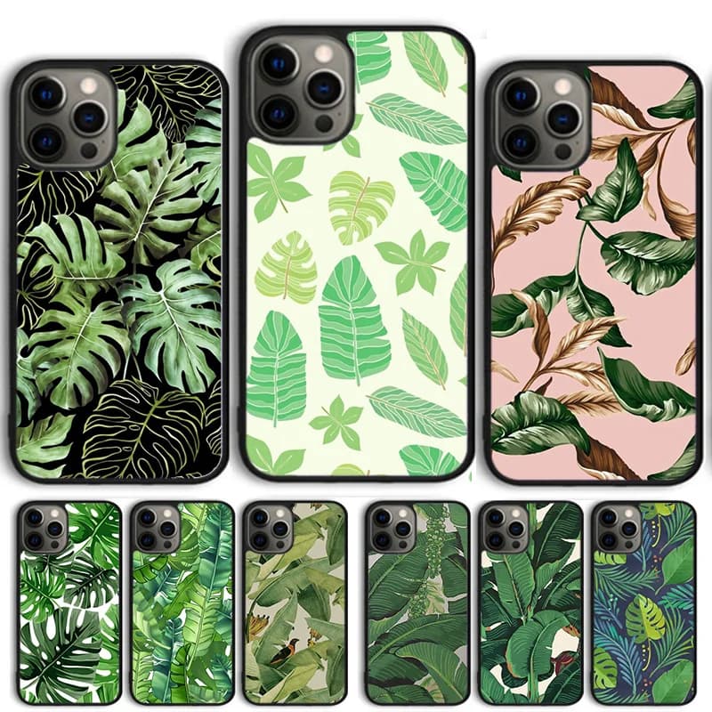 Cover per iPhone con Foglie Tropicali di Banano per iPhone 17 Air 15 16 14 13 11 12 Pro Max Max Plus