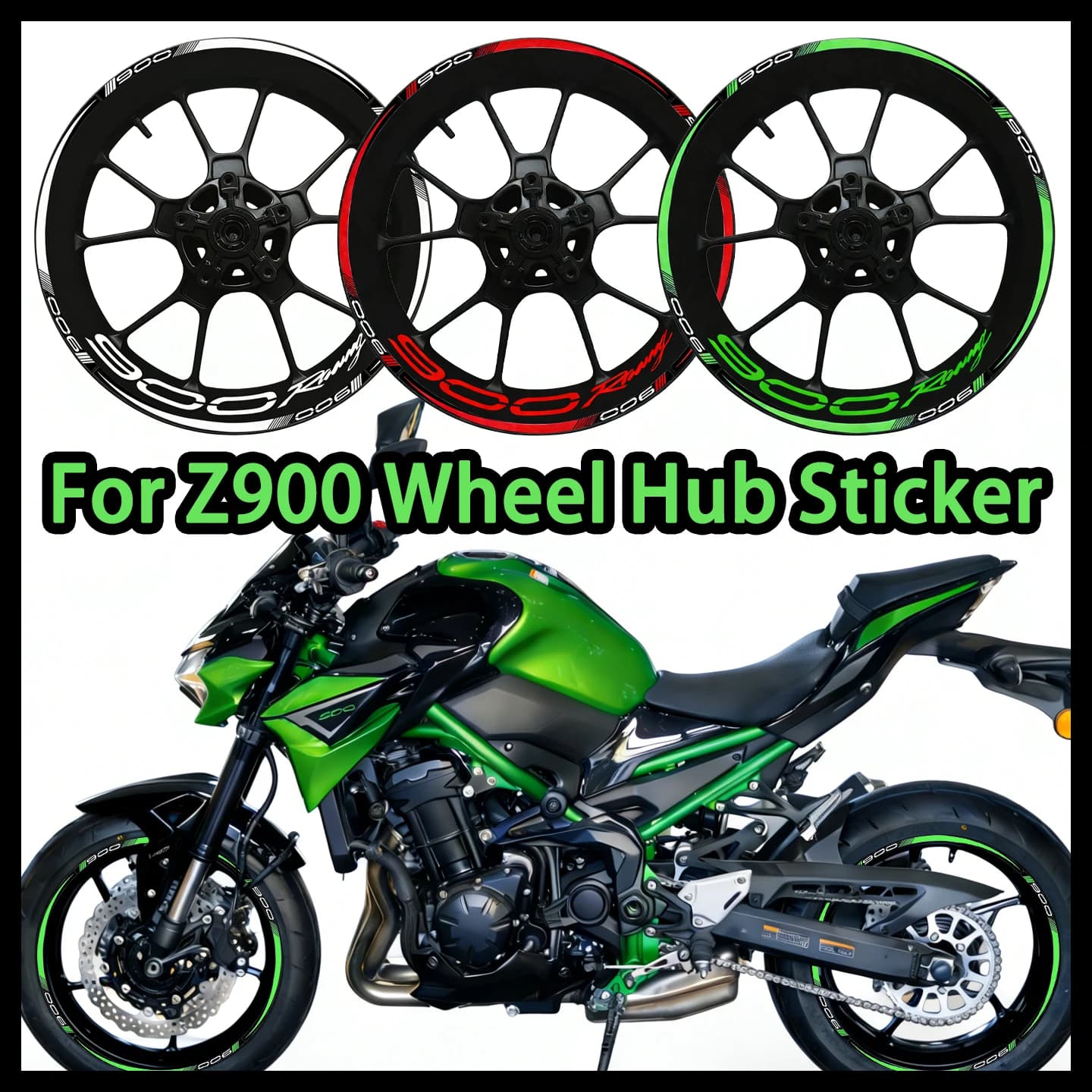 Adesivi Riflettenti per Cerchioni Moto 17'' per Z900 Z 900 z900, Strisce Decorative in Vinile per Cerchi Moto, Kit Accessori Decalcomanie