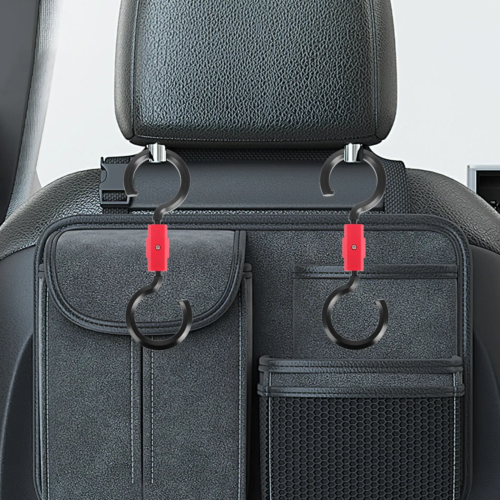 2Pcs Multifunctional Car Backseat Hook 360 Adjustable Headrest Hanger for Purse Bag Clothes Car Seat Organizer Vehicle
