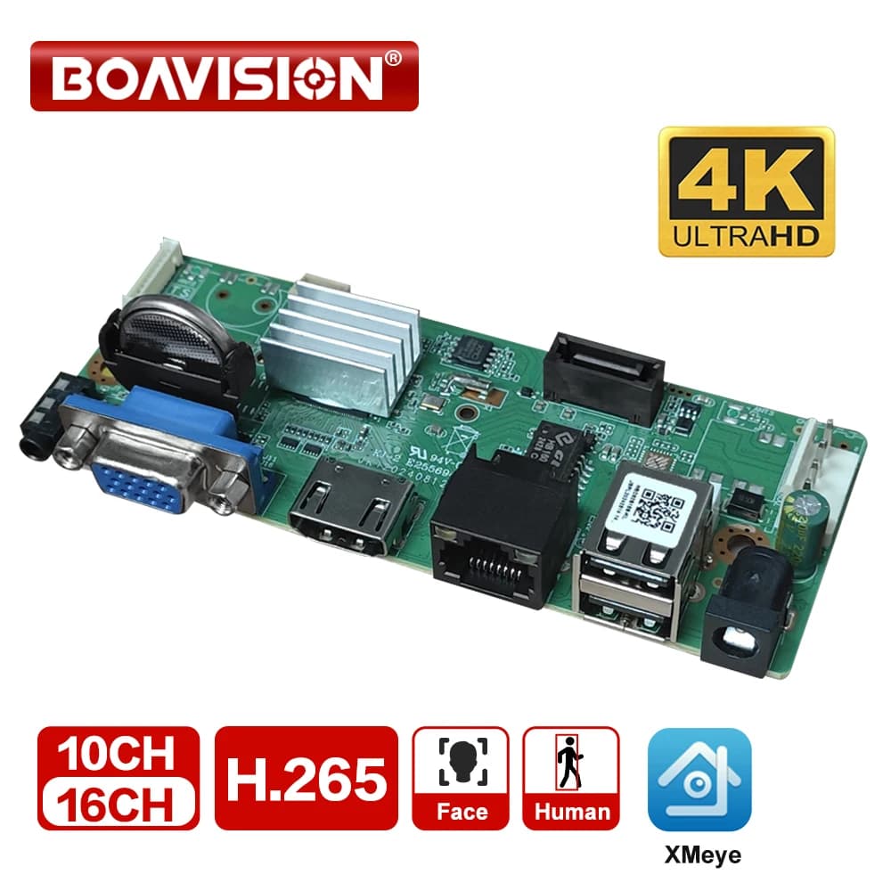 H.265 10CH 16CH 4K 8MP NVR Network Videoregistratore digitale Scheda Face/Detection movimento umano App Xmeye P2P monitoraggio mobile