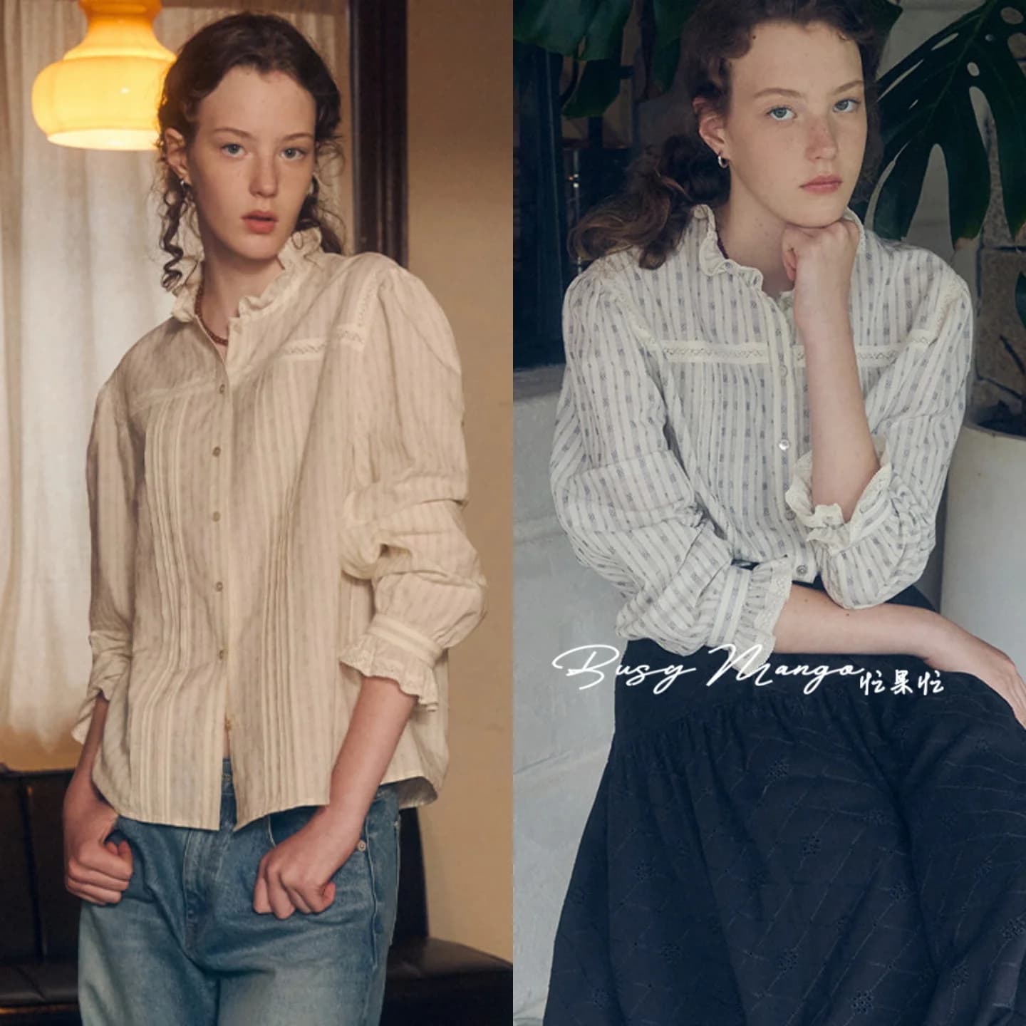 Style Pure Cotton Shirt with Lace Collar Versatile Button up Korean Commute Style Slimming Long Sleeve Women's Blouse