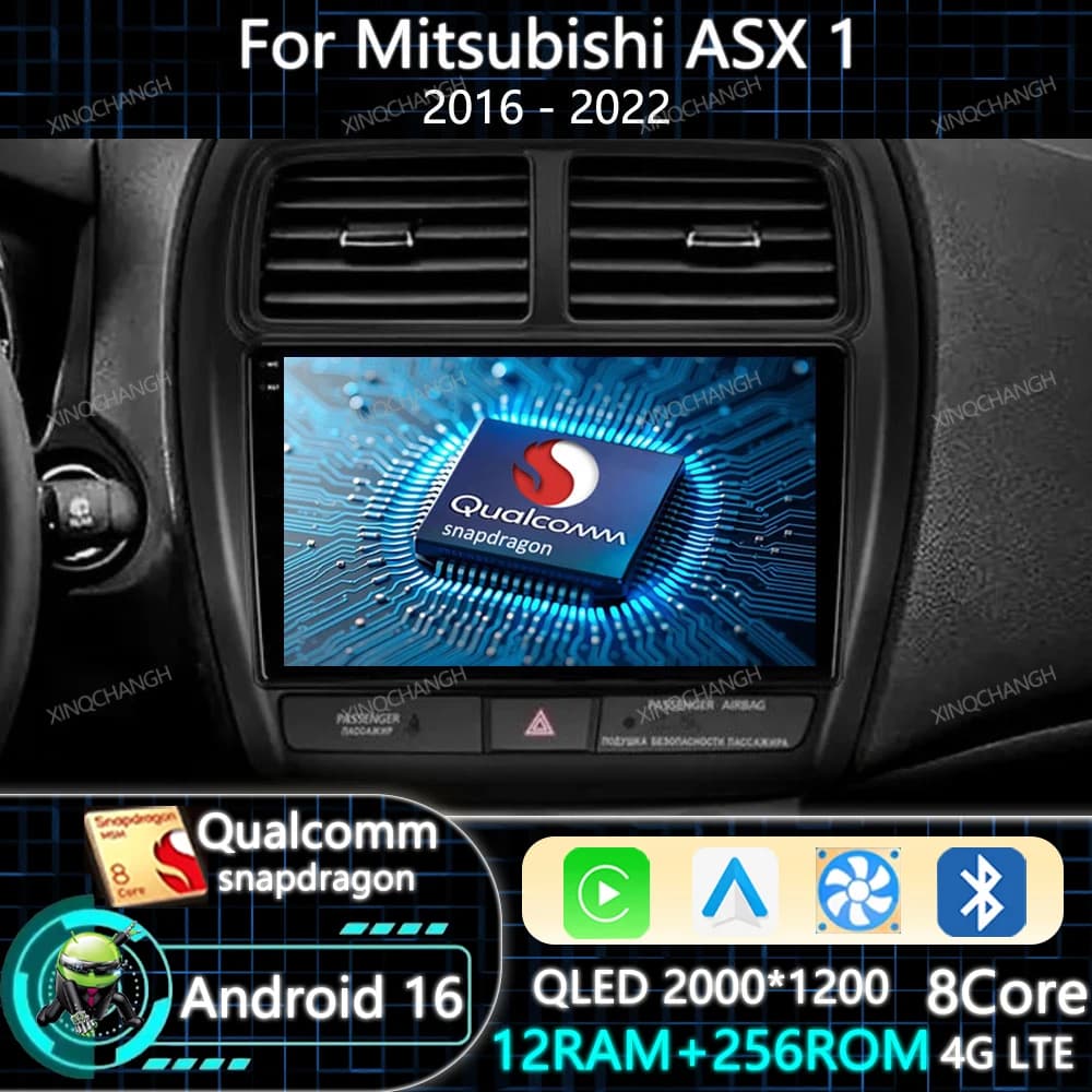 Android 15 Car Radio For Mitsubishi ASX 1 2016 - 2022 Multimedia Video Player Qualcomm 4G LTE 5G WIFI GPS BT QLED 2DIN Head Unit