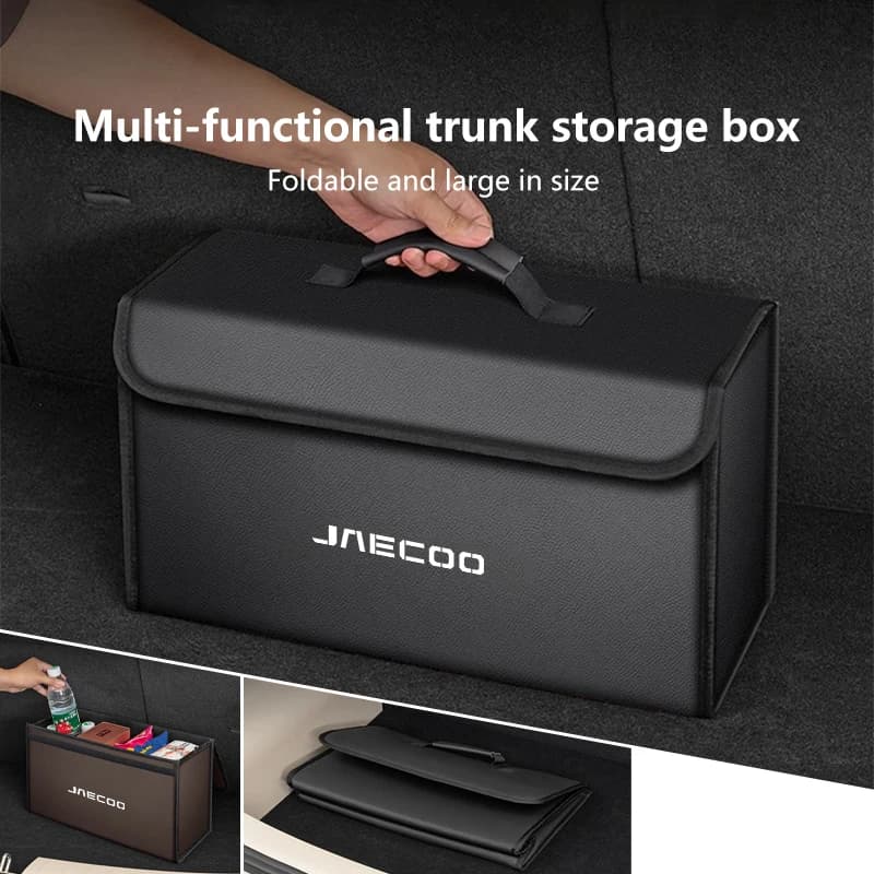 Scatola portaoggetti pieghevole in fibra di carbonio per bagagliaio auto in pelle per CHERY JAECOO J7 J8 J5 2023 2024 2025, borsa organizer accessori auto