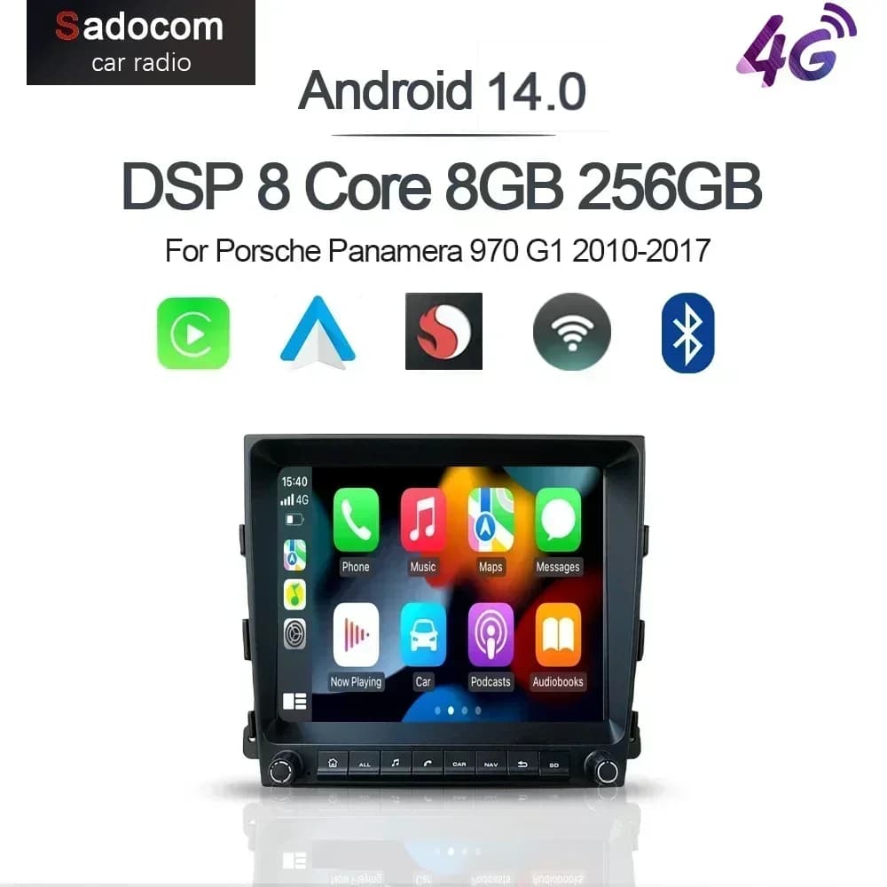 Autoradio Carplay DSP Android 14.0 8Core 8GB+128G GPS Wifi Multimedia per Porsche Panamera 970 G1 2010-2017 2012 2015