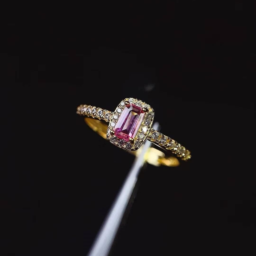 KJJEAXCMY Anello da donna con zaffiro rosa naturale, base in argento S925, certificazione di test multipli, comodo da indossare e brillante
