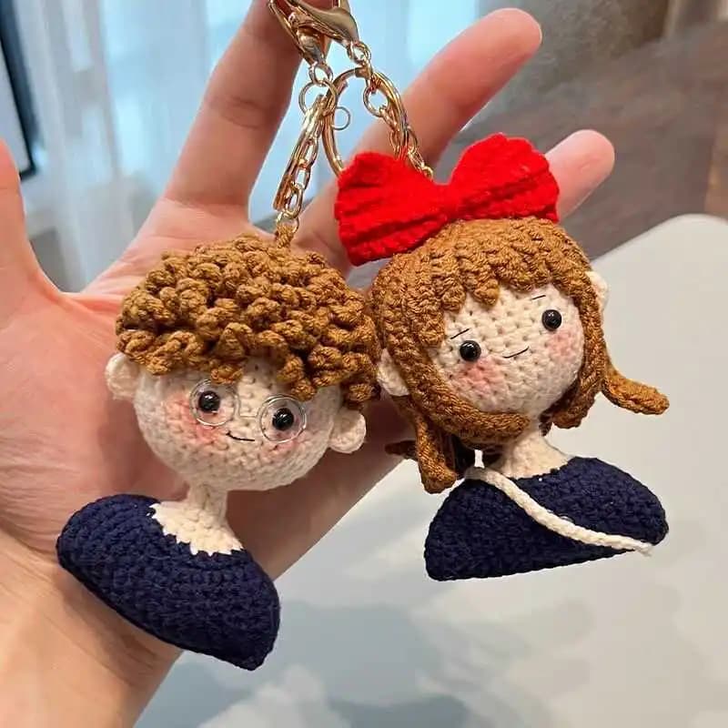 Handmade Diy Crochet Keychain Pendant Couple Avatar Boyfriend Girlfriend Gift for Boys And Girls Hooks Needle Wool Material
