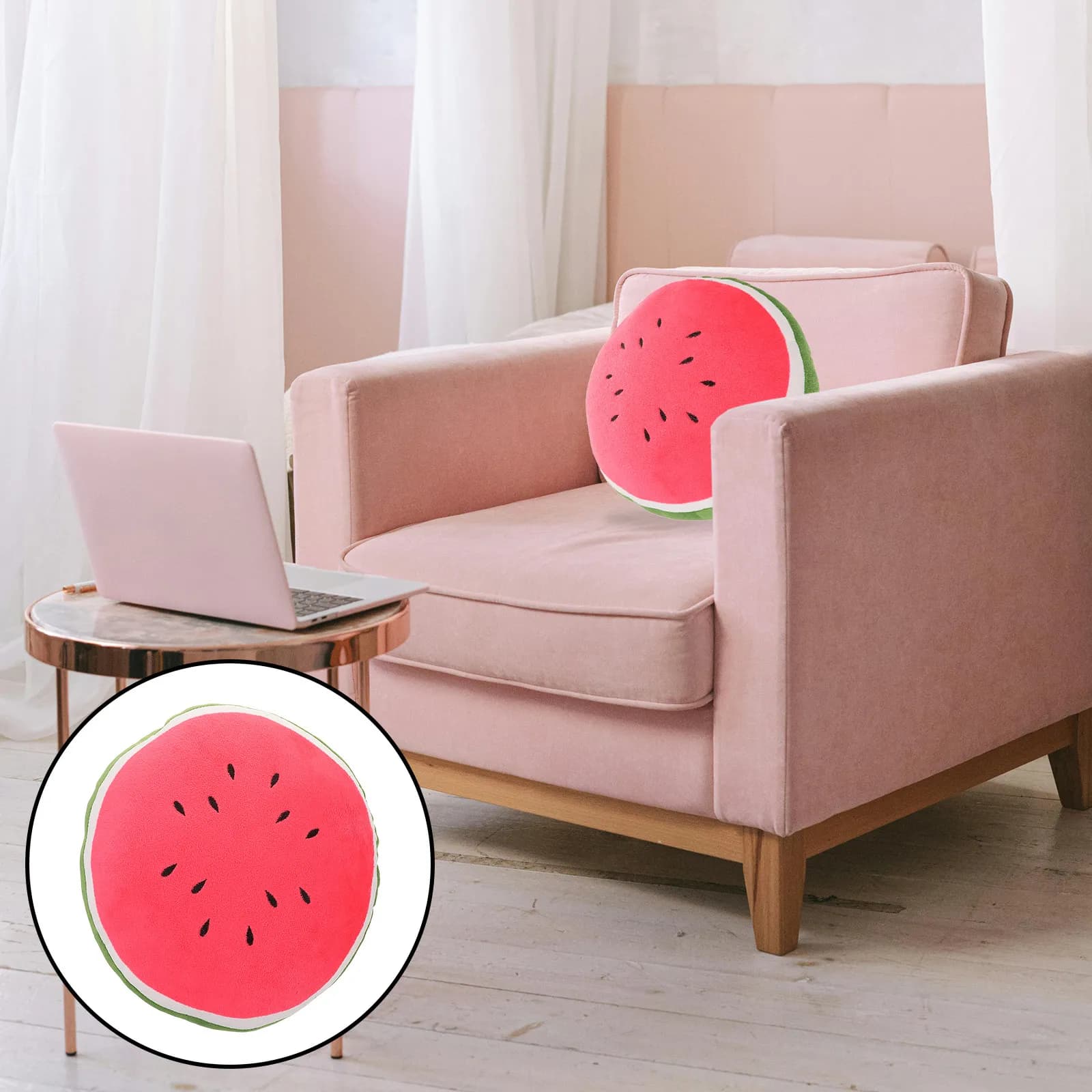 Fruit Inspired Watermelon Pillow Round Comfortable Cushion for Relaxation Reading Watching TV Meditating Living Room Bedroom