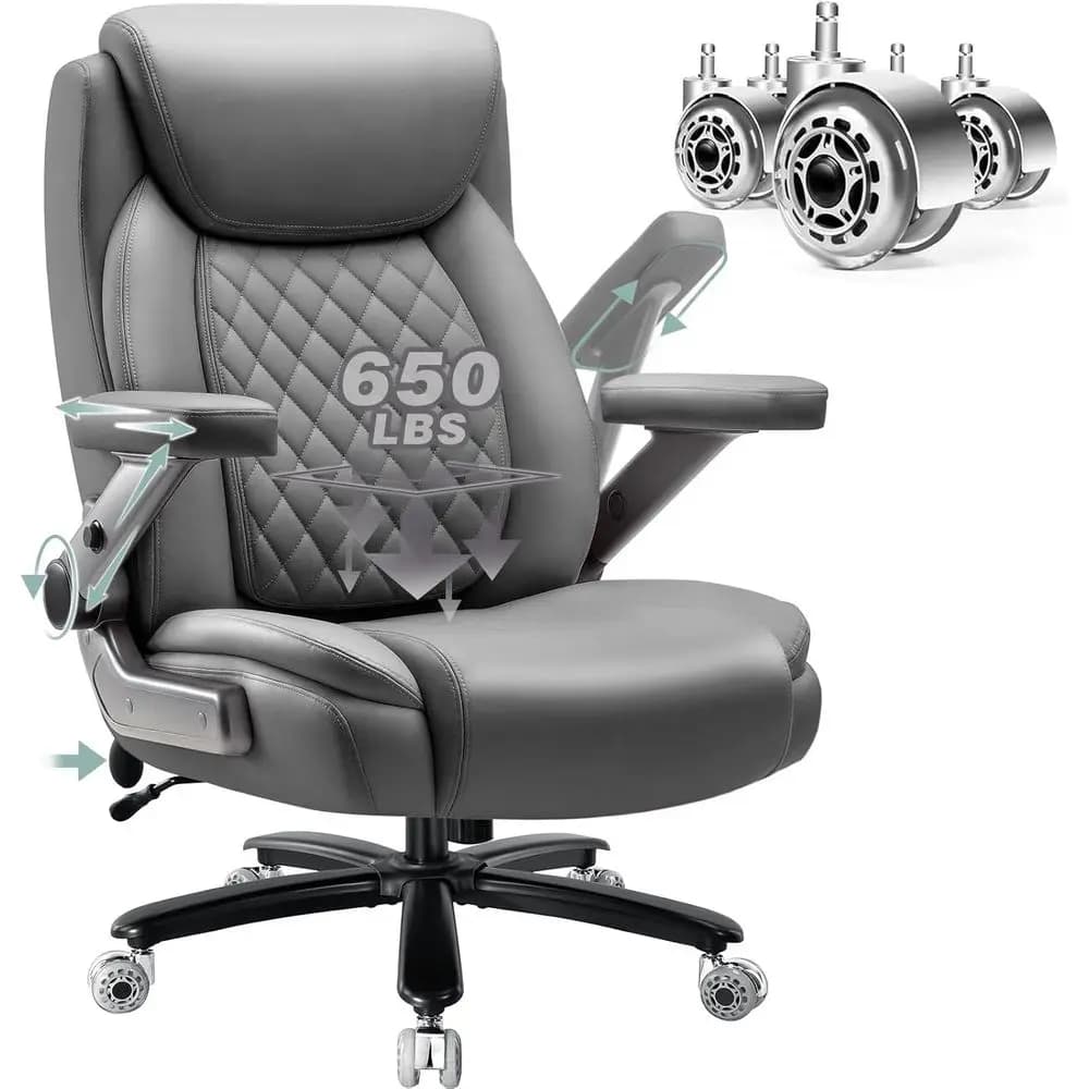 Sedia da Ufficio Ergonomica Grande e Robusta con Braccioli 5D, Supporto Lombare Alto e Cuscino Lombare