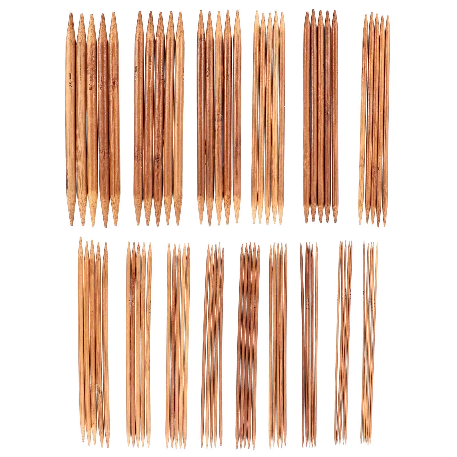 75Pcs Premium Wood Double Pointed Knitting Needles Set Comfort Grip Smooth Finish Knitting Tools for DIY Scarf Sweater Crafting